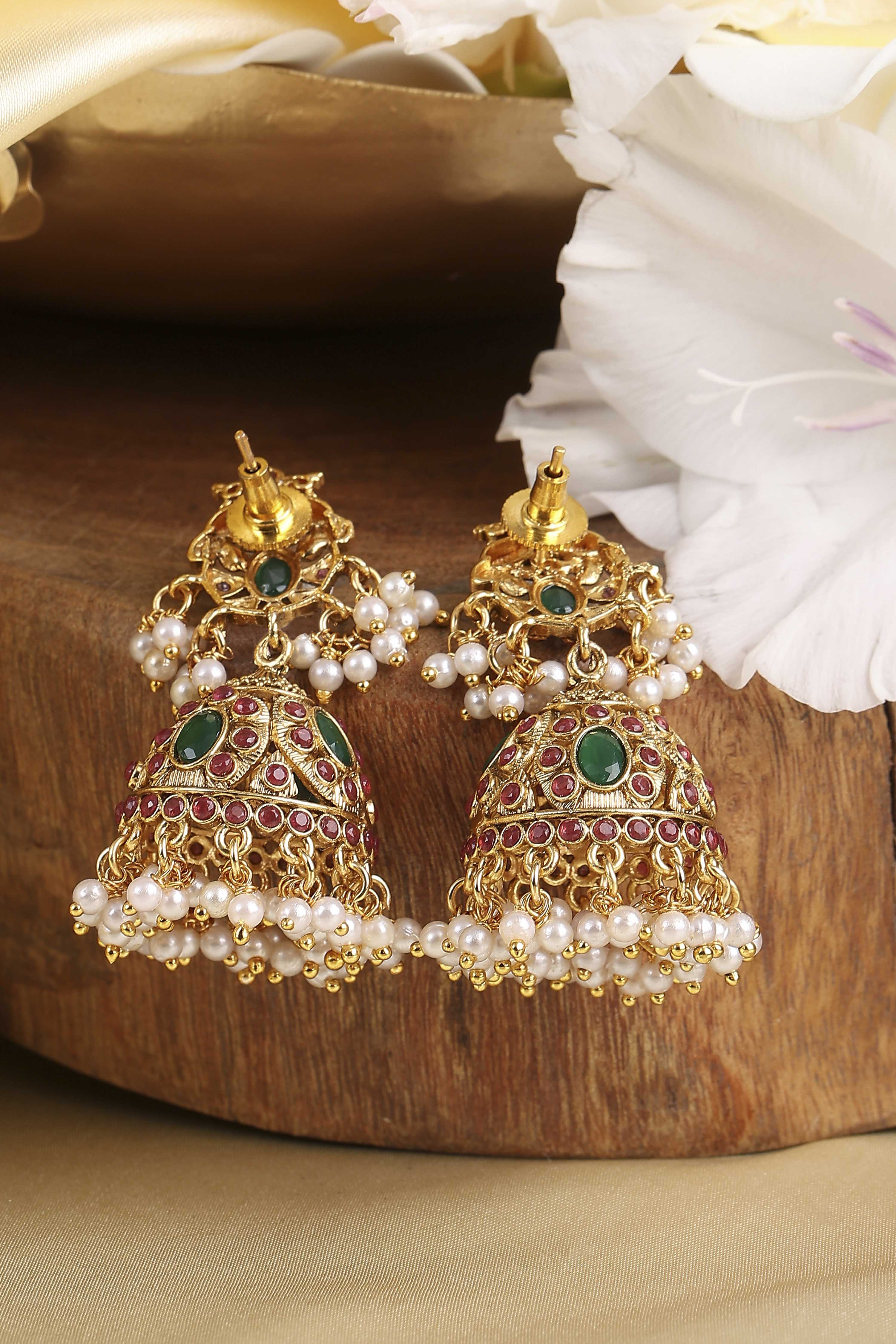 Multicolor Brass Jhumkas image number 2