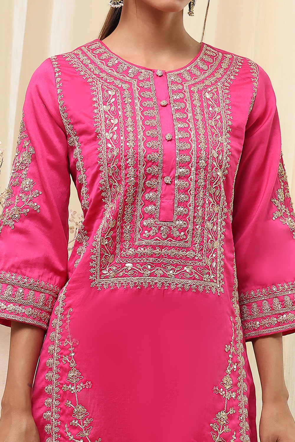Ochre Yellow Cotton Blend Straight Suit Set image number 1
