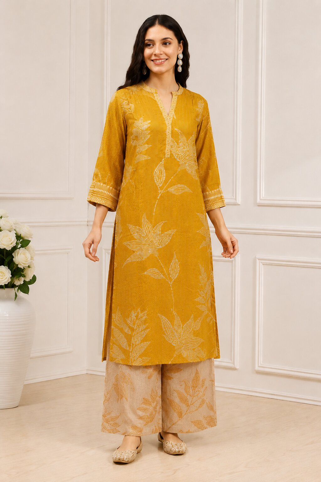 Red Viscose Rayon Printed Straight Suit Set image number 0