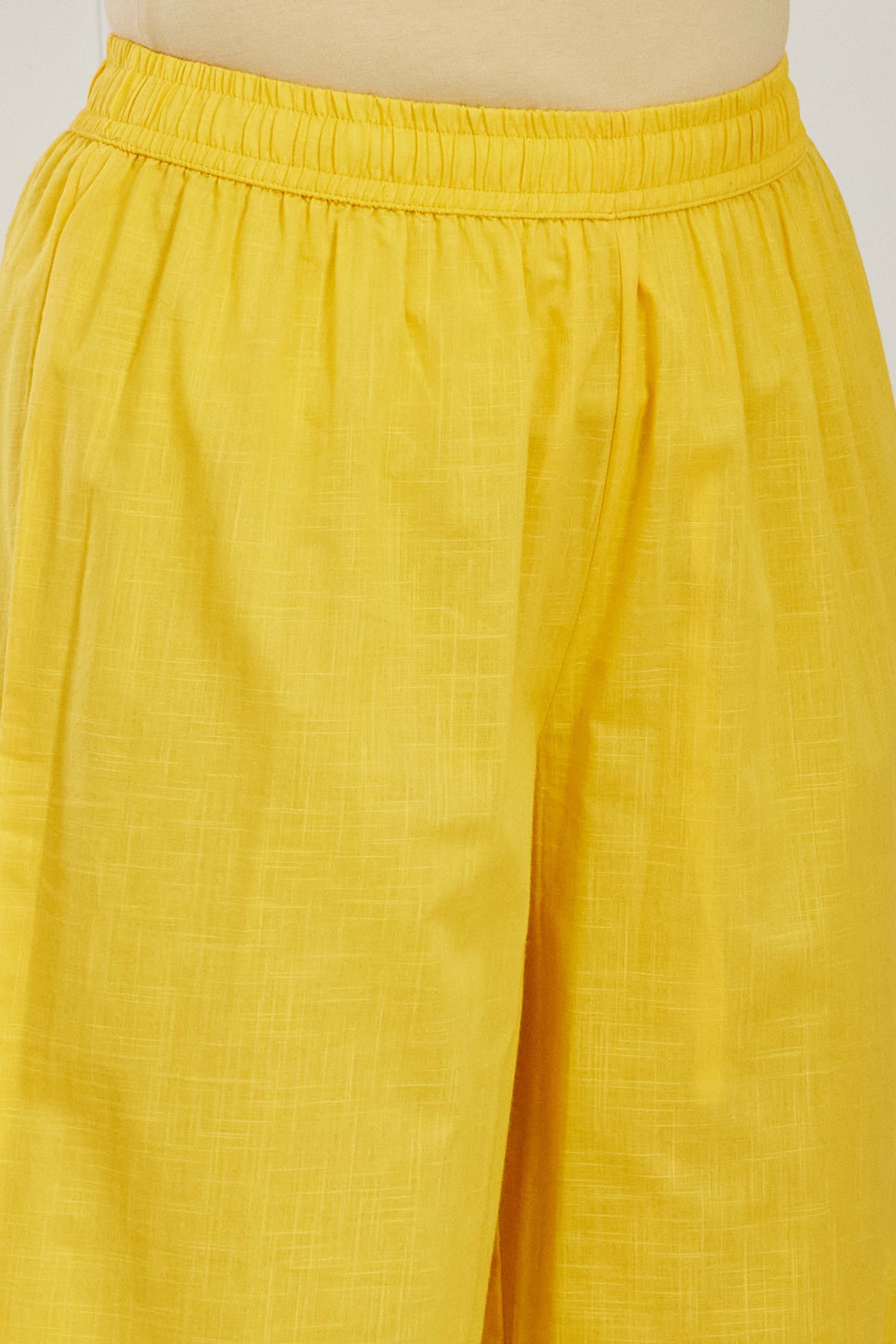 Yellow Cotton Kalidar Suit Set image number 2