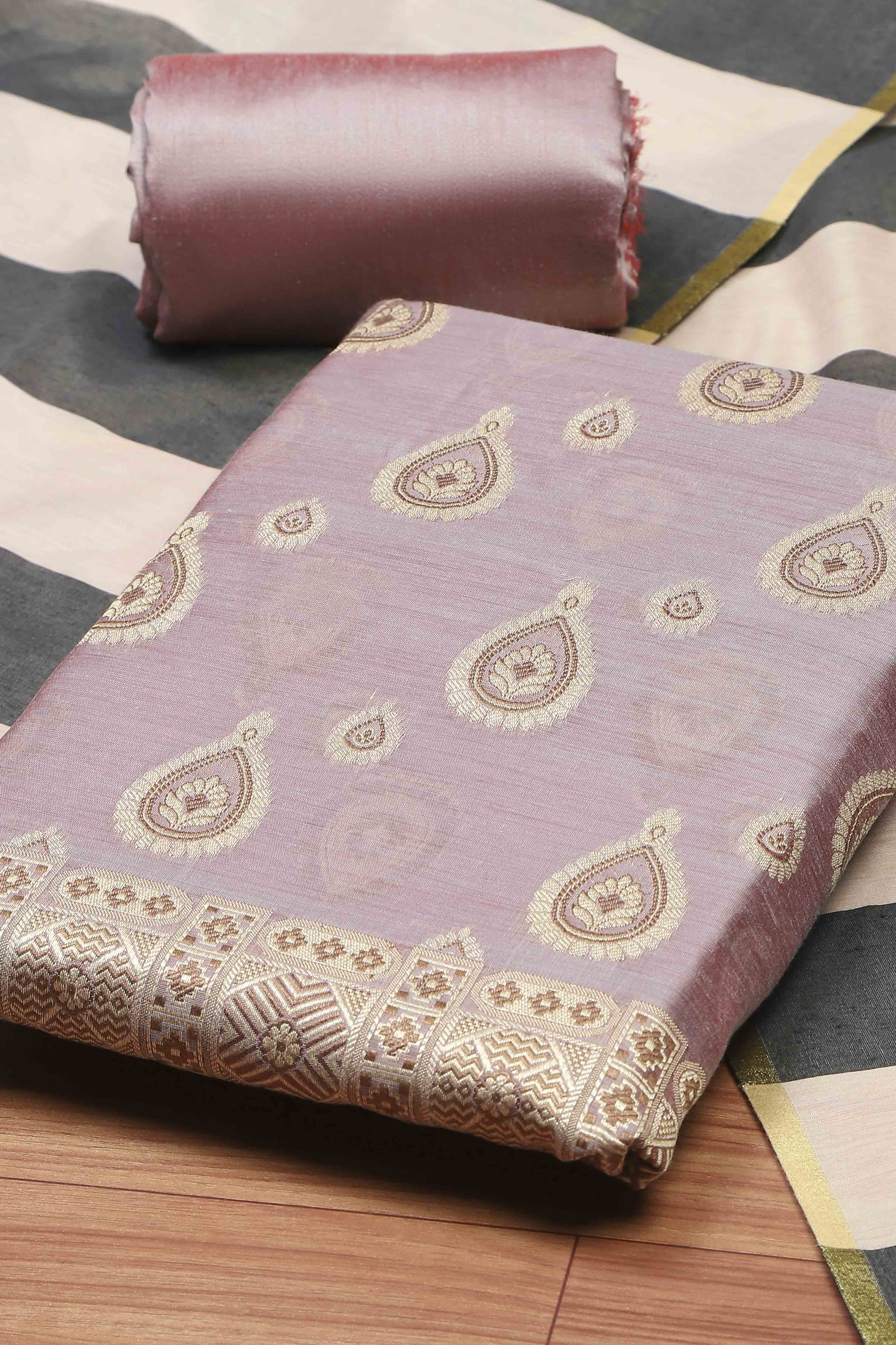 Hot Pink Cotton Printed Embroidered Unstitched Suit Set image number 1