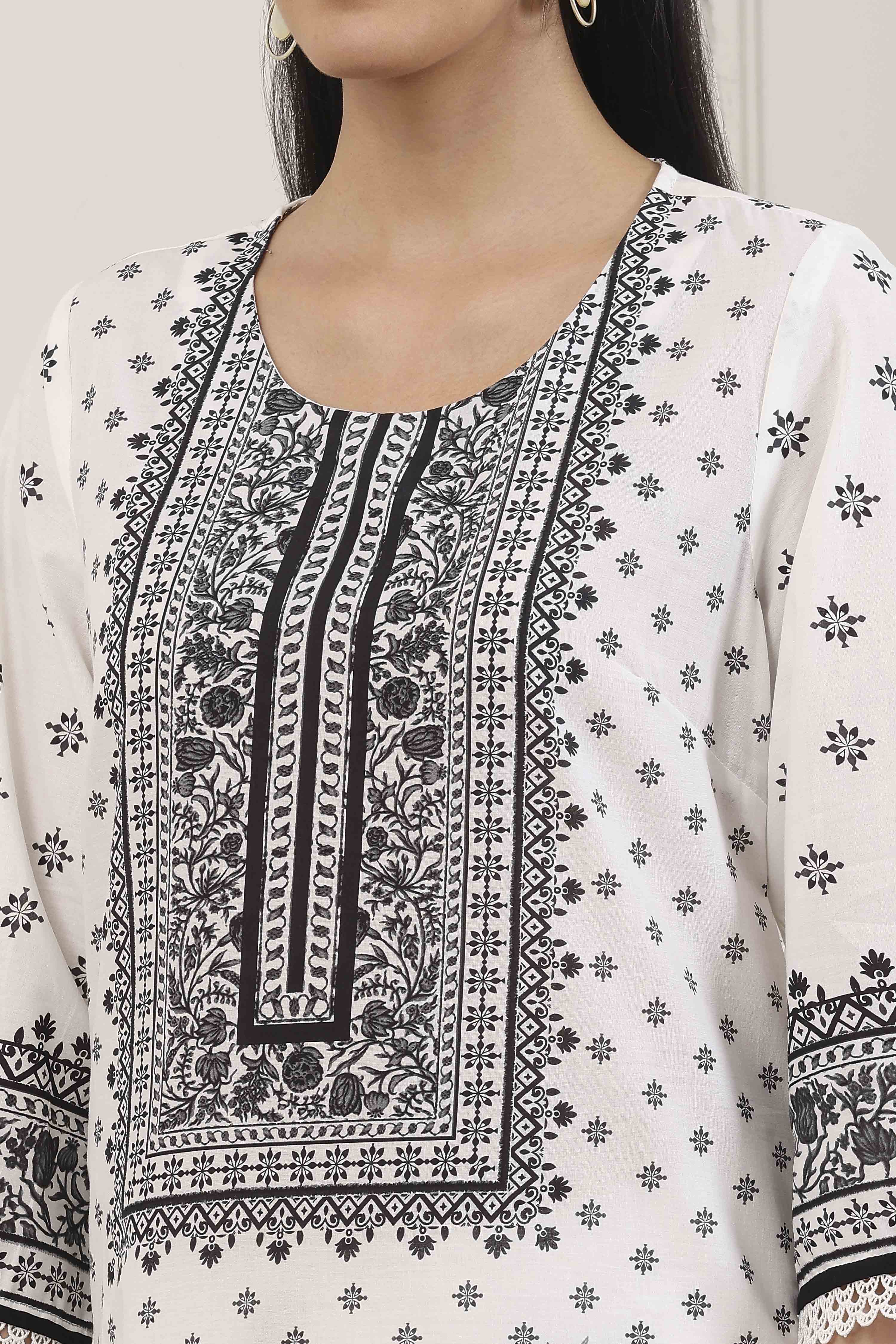 Black Cotton Straight Kurta image number 1
