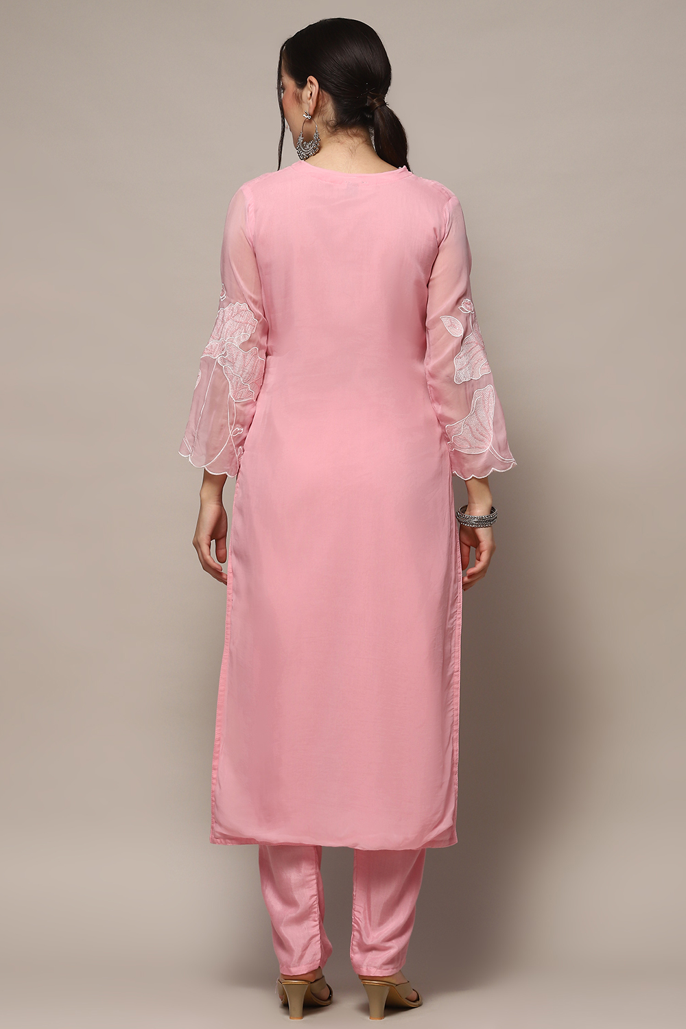 Baby Pink Organza Unstitched Suit set image number 6