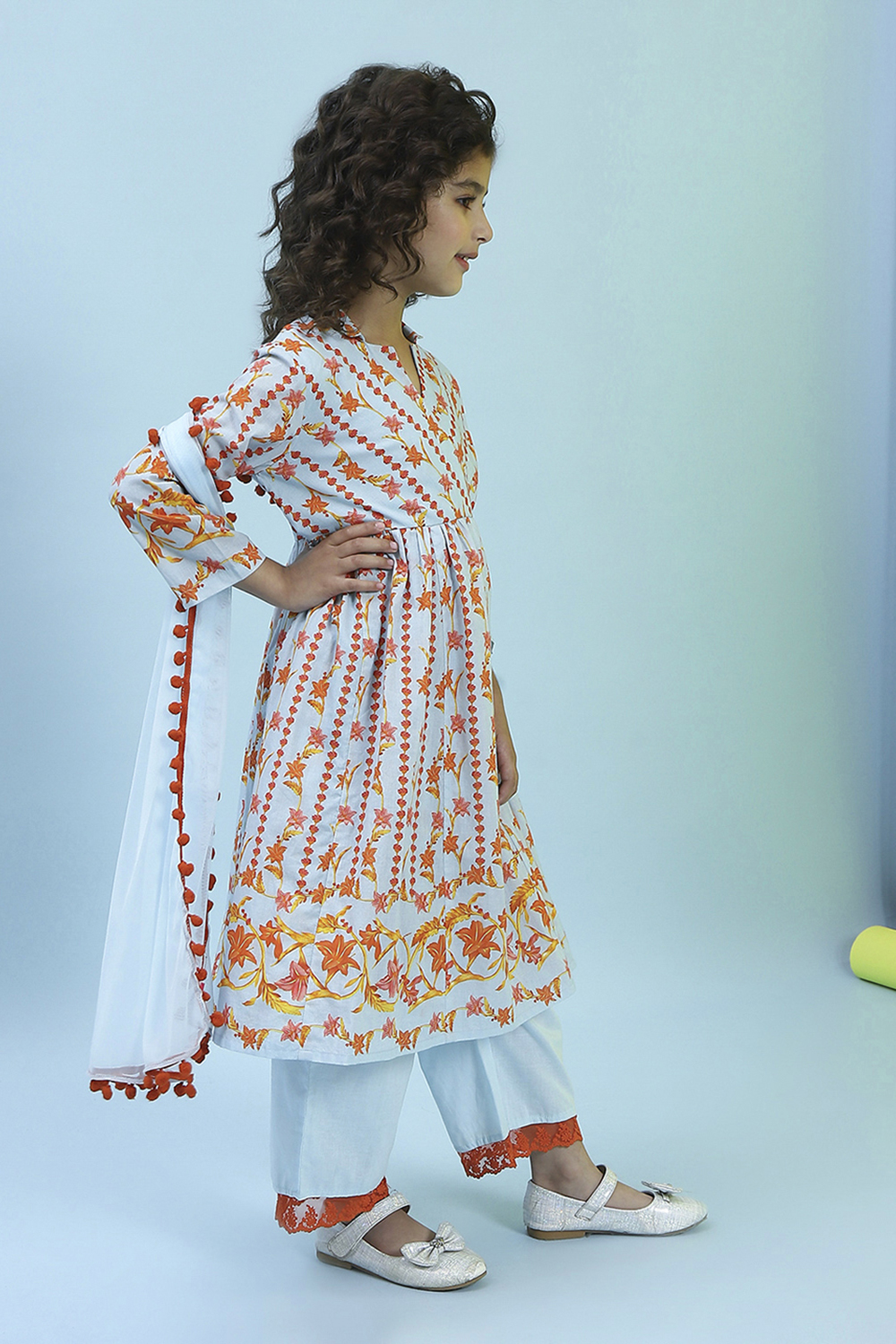 Sky Blue Cotton Front-open Suit Set image number 5