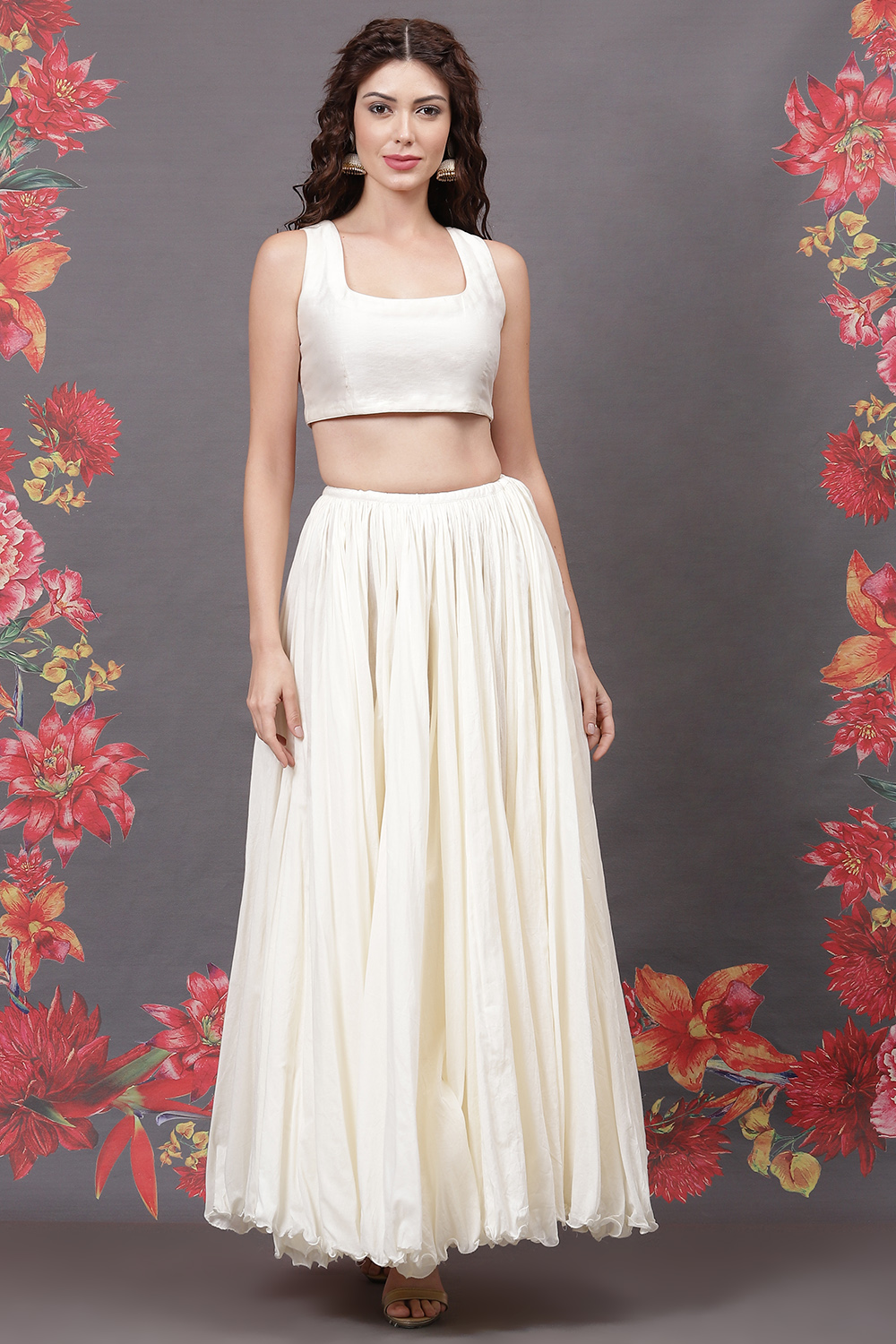 Off White Cotton Silk Straight Yarndyed Suit Set image number 2
