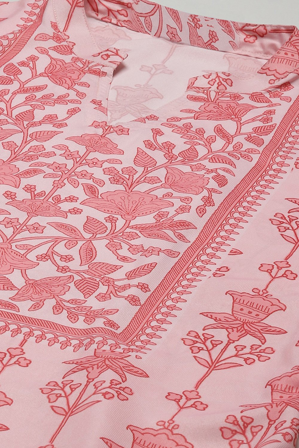Beige Chanderi Machine Embroidered Unstitched Suit Set image number 2