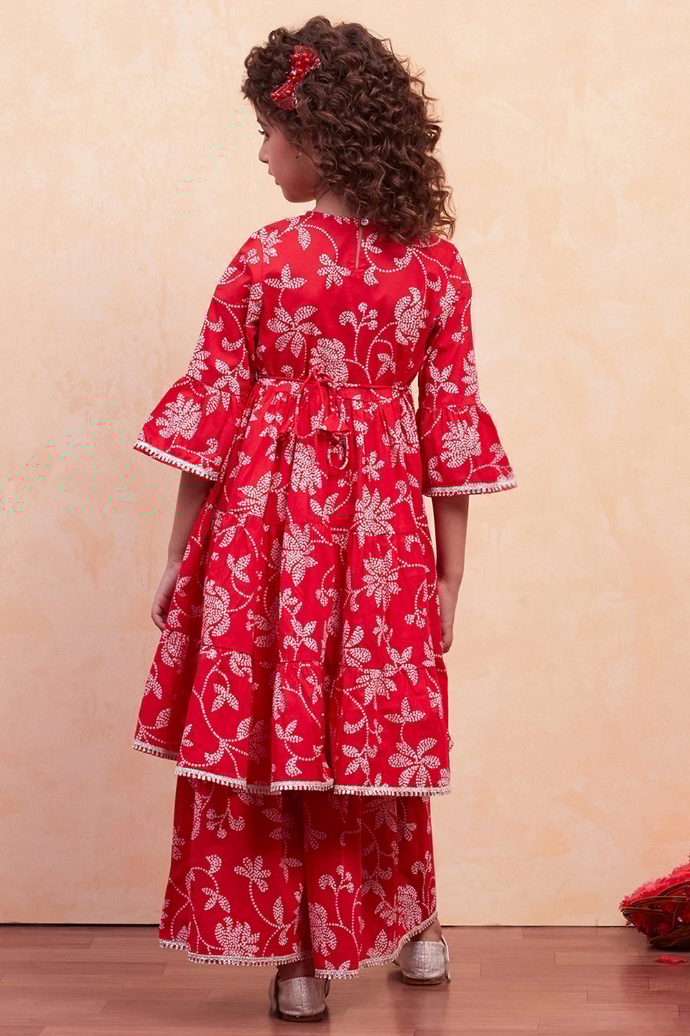 Blue Cotton Tiered Suit Set image number 4