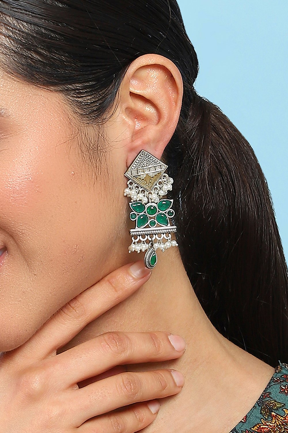 Green Brass Drop & Danglers image number 1