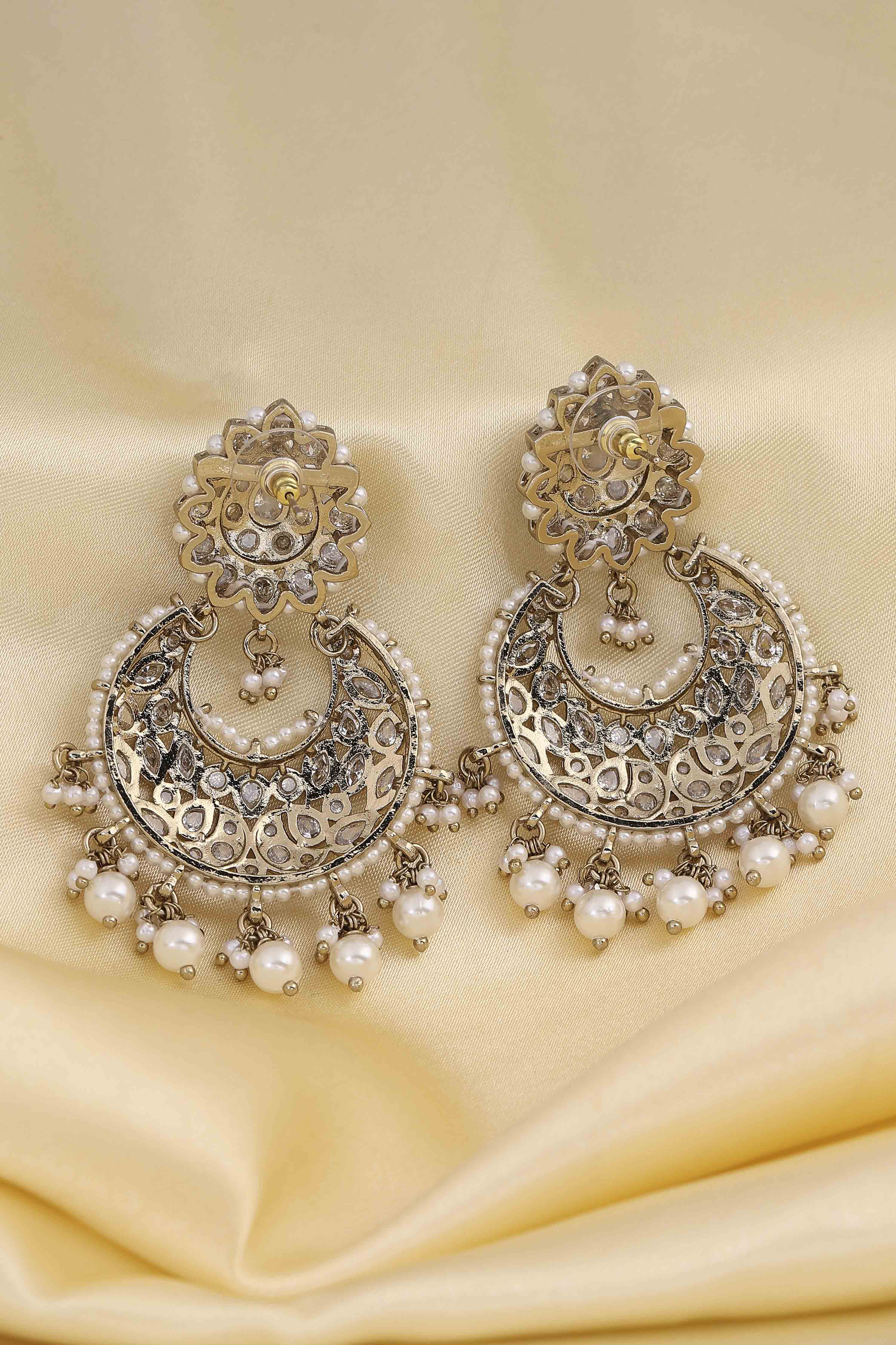 Off White Brass Chaandbali image number 2