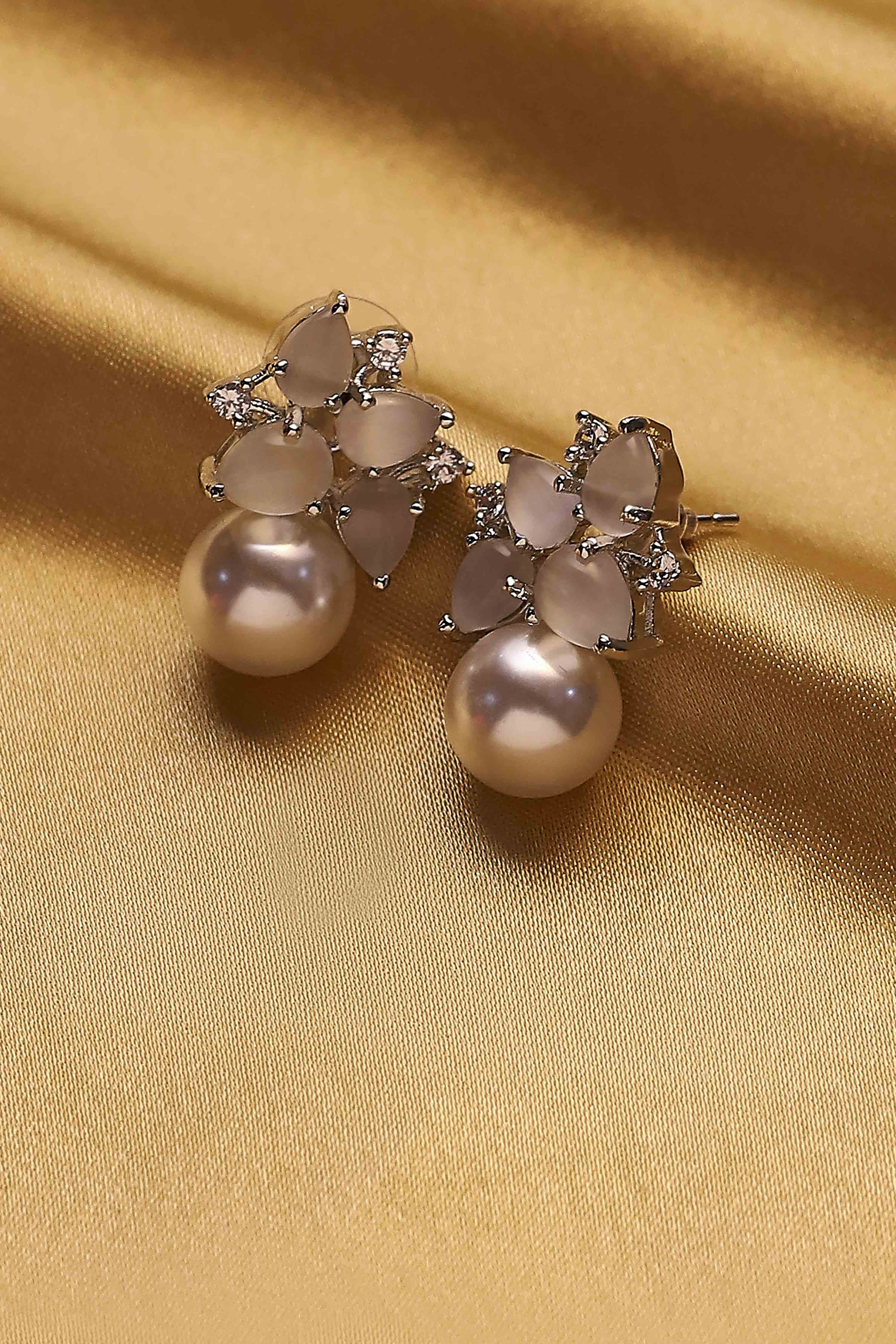 Grey Stone Embellished Earrings image number 0