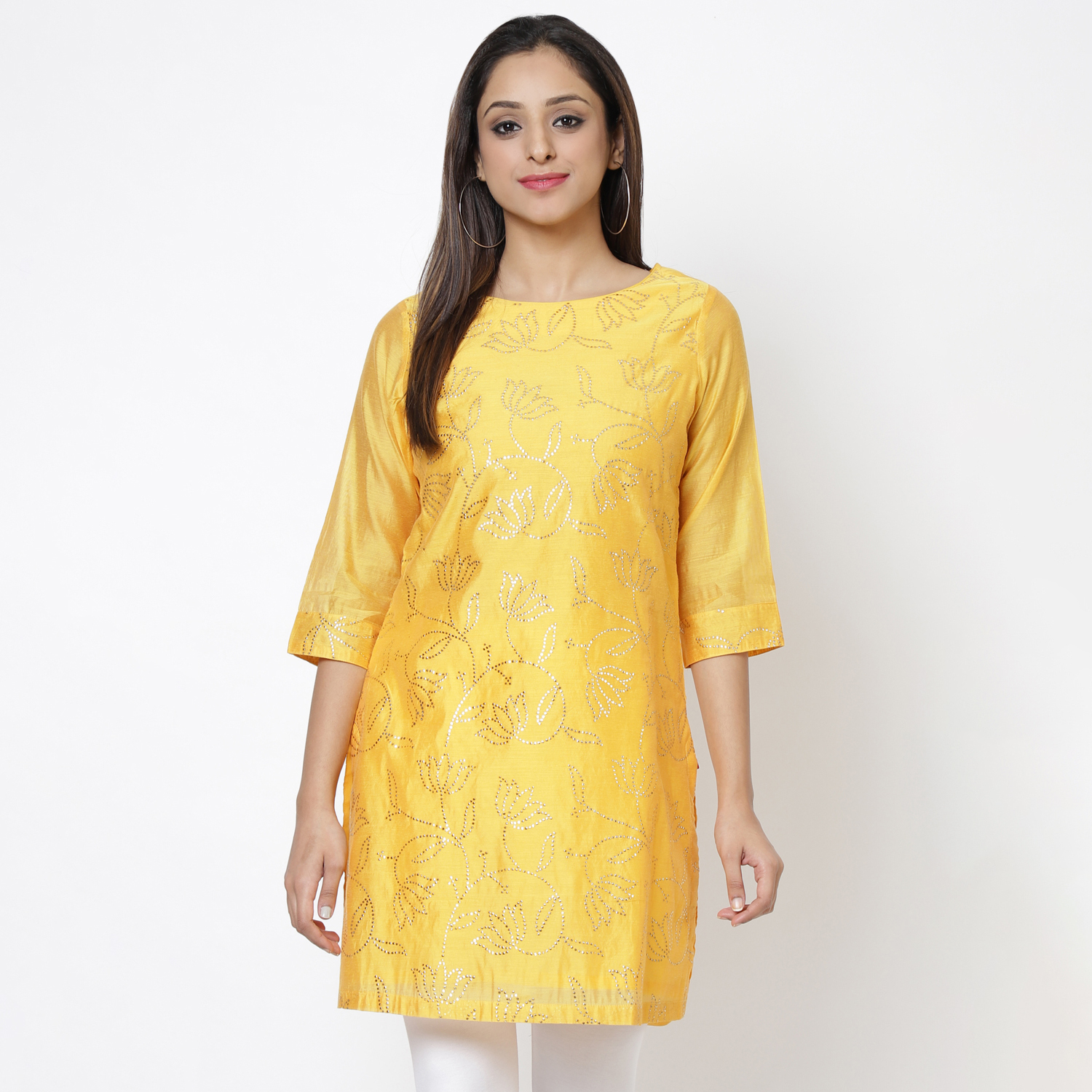Blue Art Silk Short Yarndyed Kurti image number 3