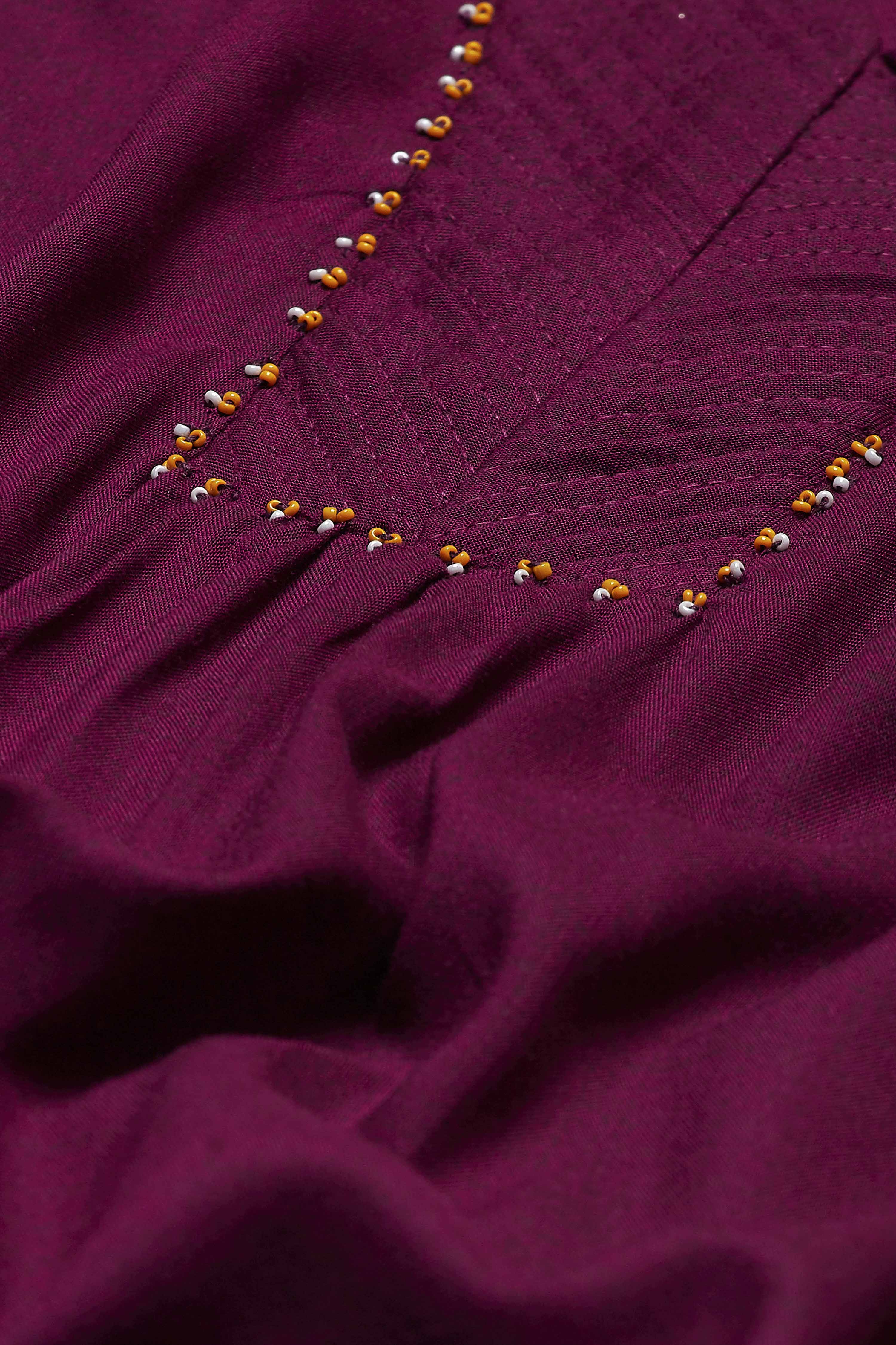 Purple Viscose Rayon Straight Suit Set image number 3