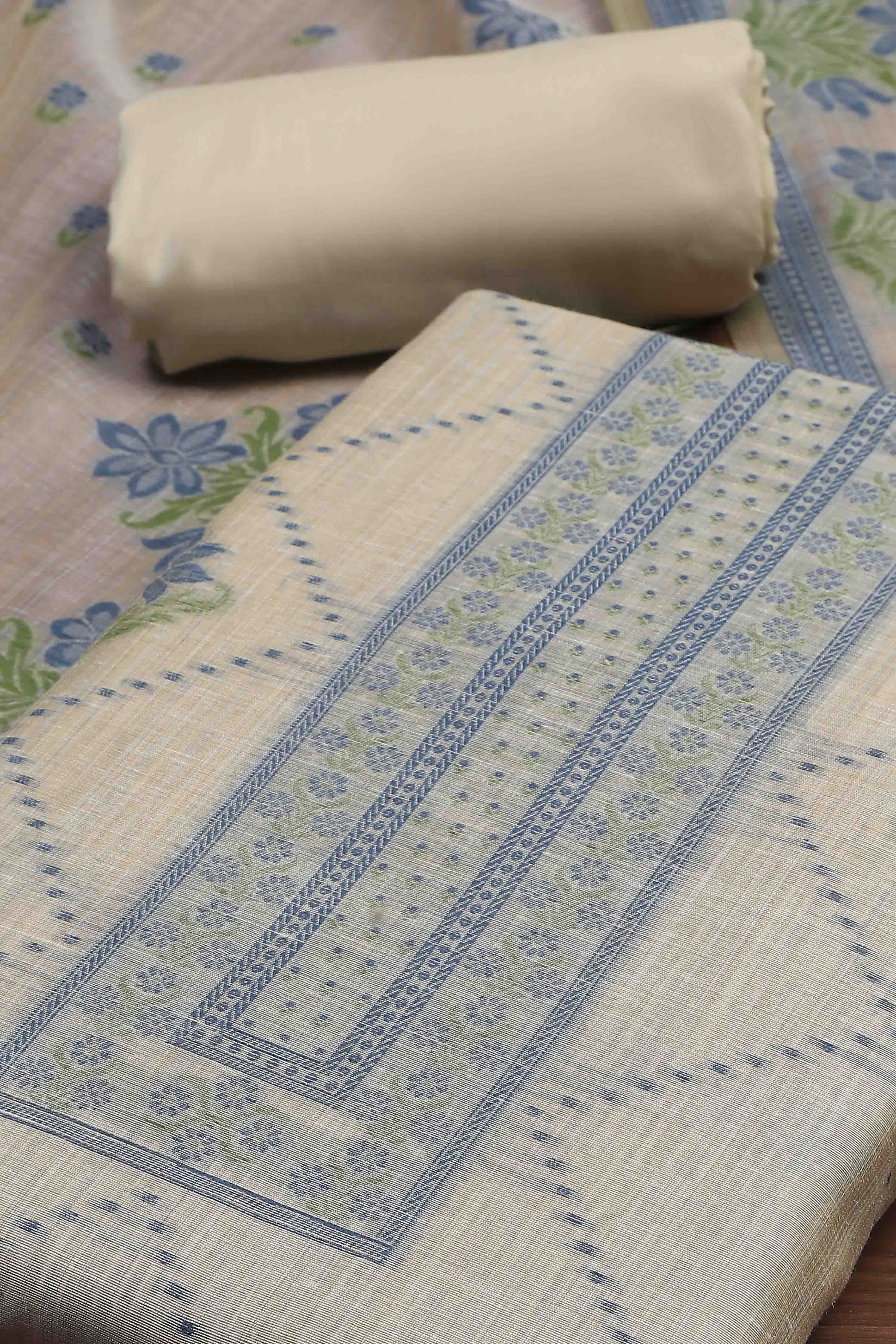 Pink Cotton Attractive Floral Print Unstitched Suit Set image number 1