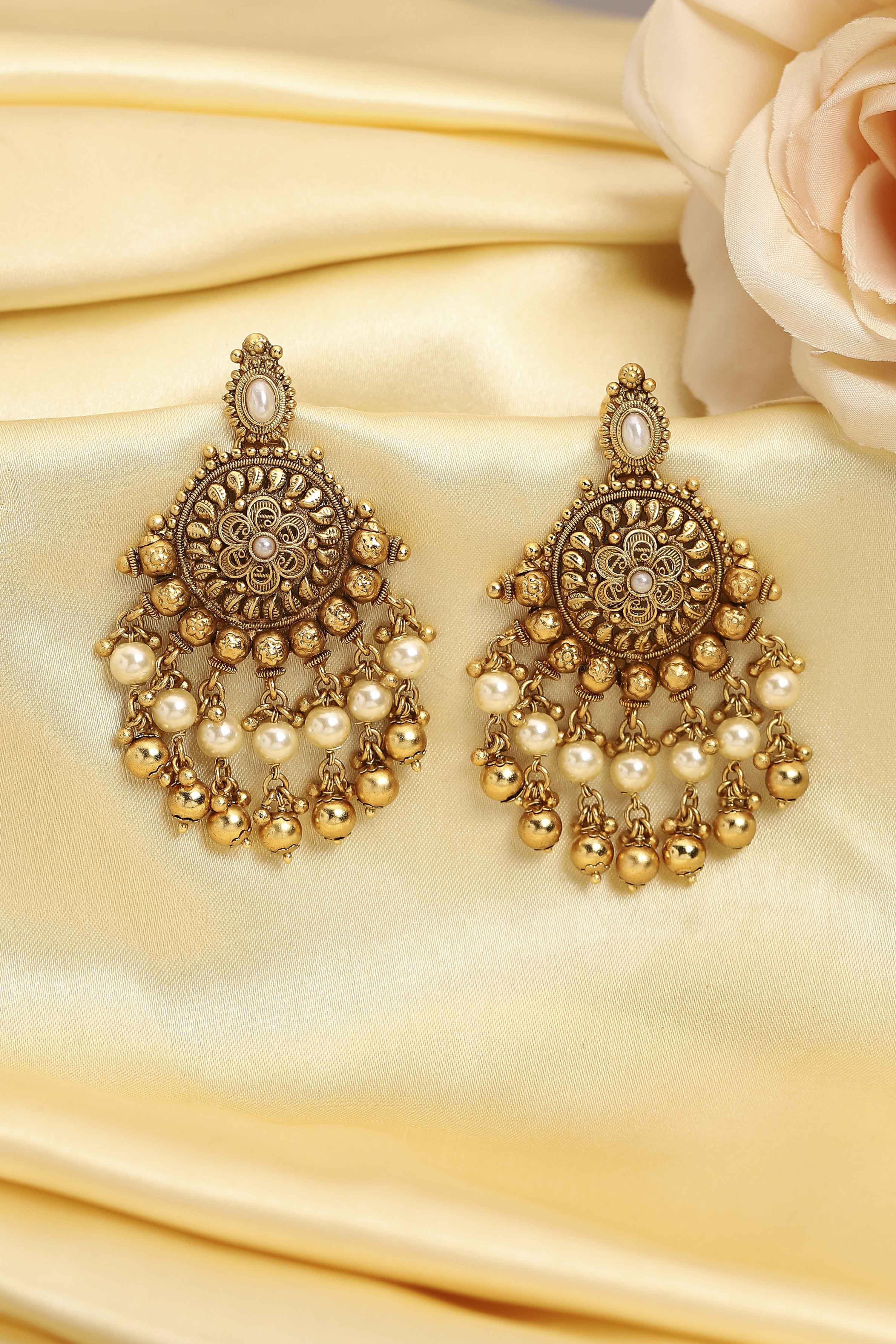 Gold Plated Brass Drop & Dangler Earrings image number 0
