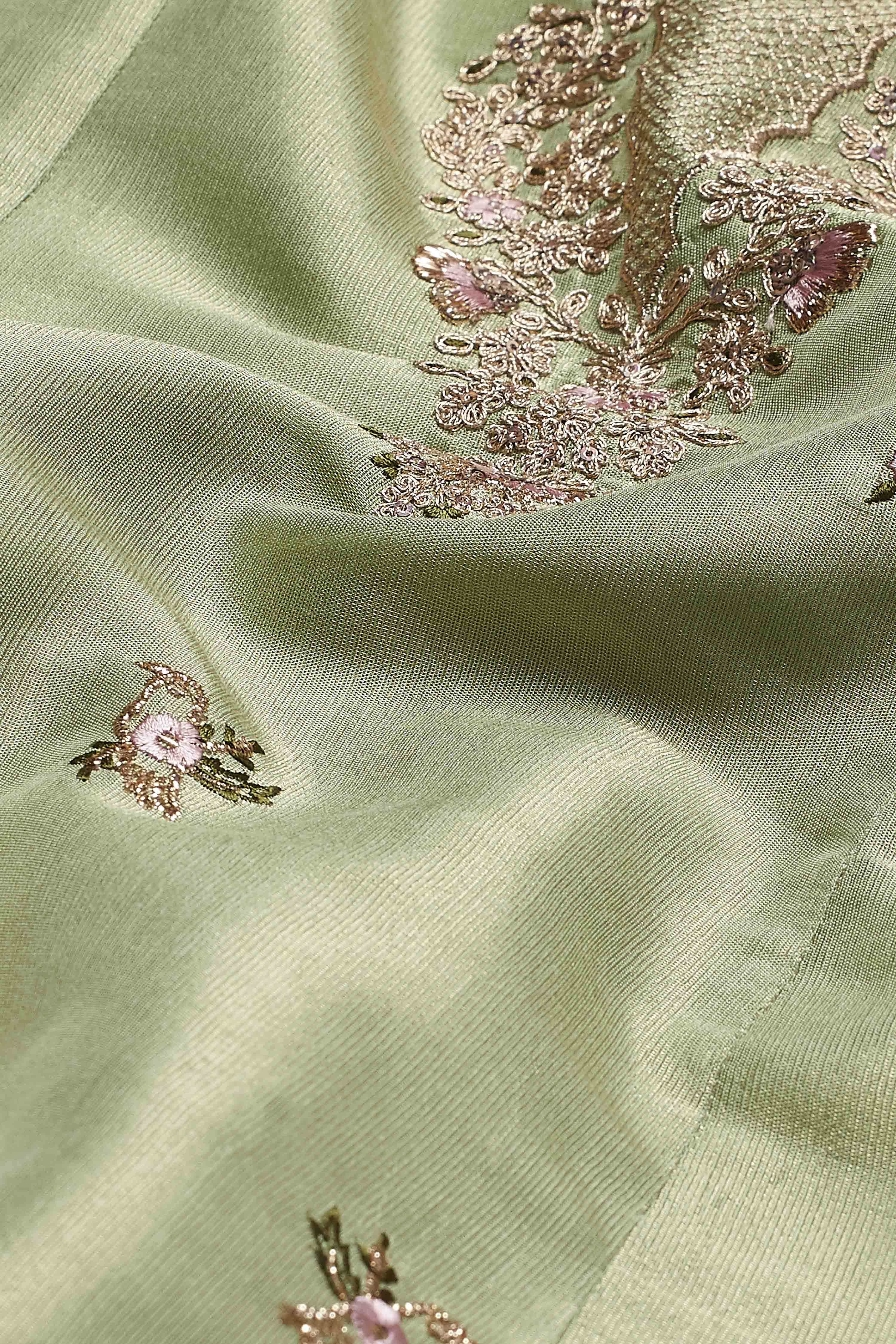 Green Cotton Floral Design Straight Kurta Set image number 3