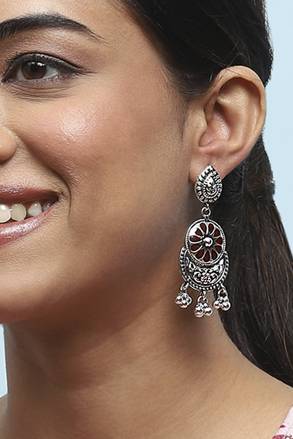 Maroon Stone Embellished Earrings image number 3