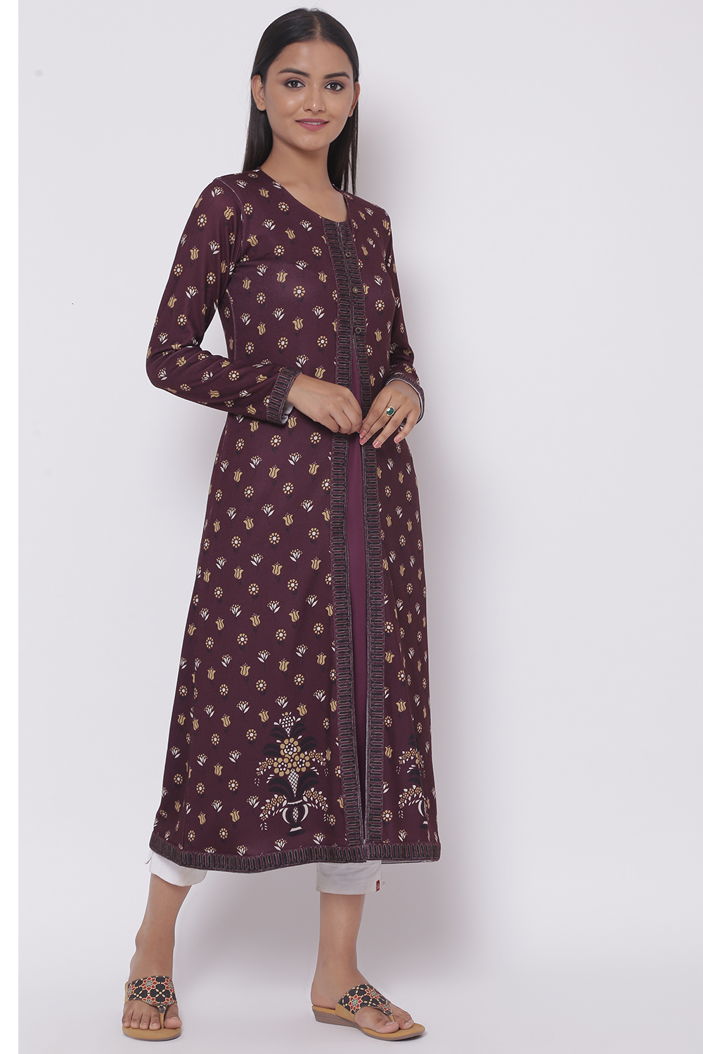 Olive Green Winter Yarndyed Kurta image number 0
