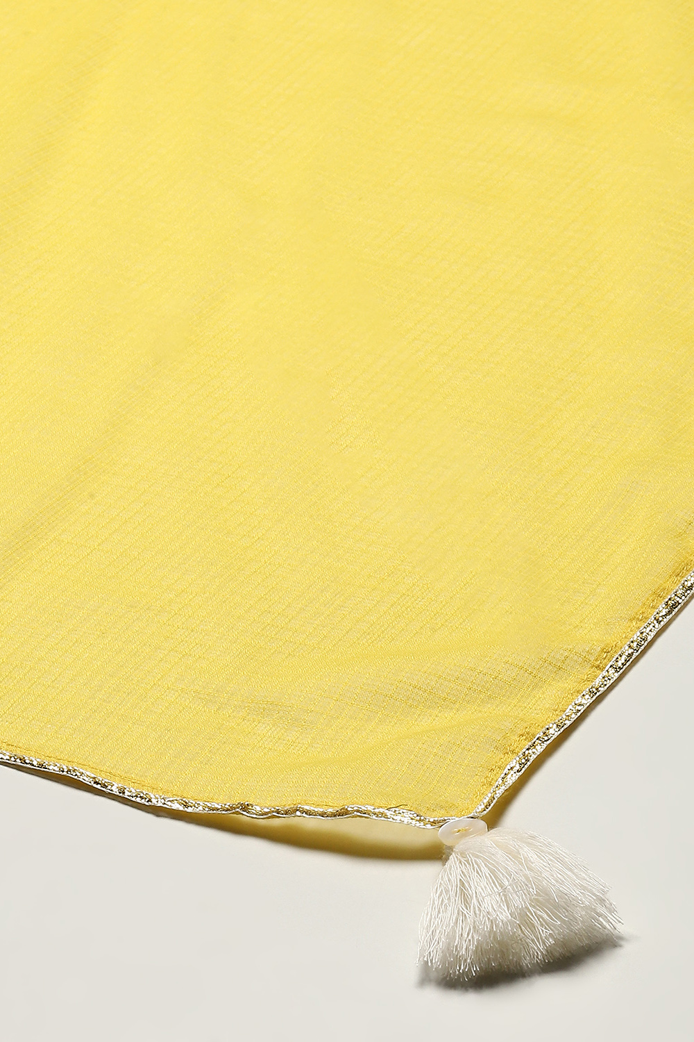 Lime Yellow Cotton Schiffli Straight Suit Set image number 3