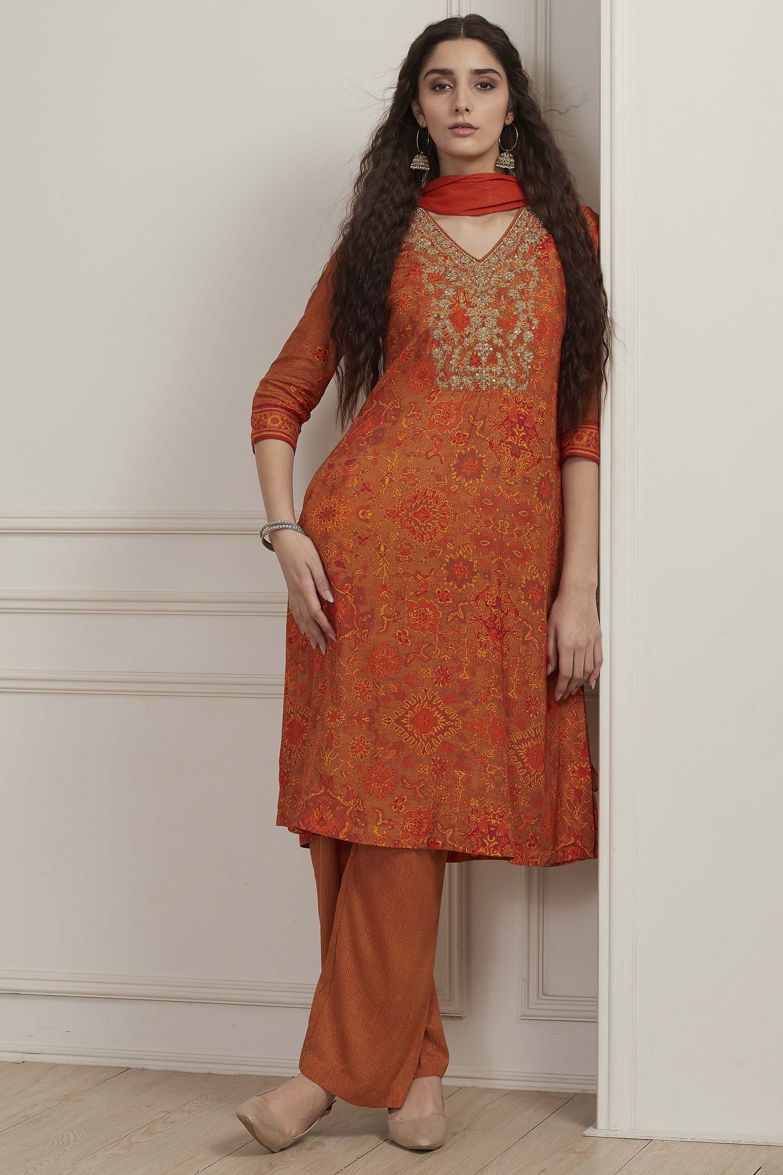 Green Modal Straight Suit Set image number 0