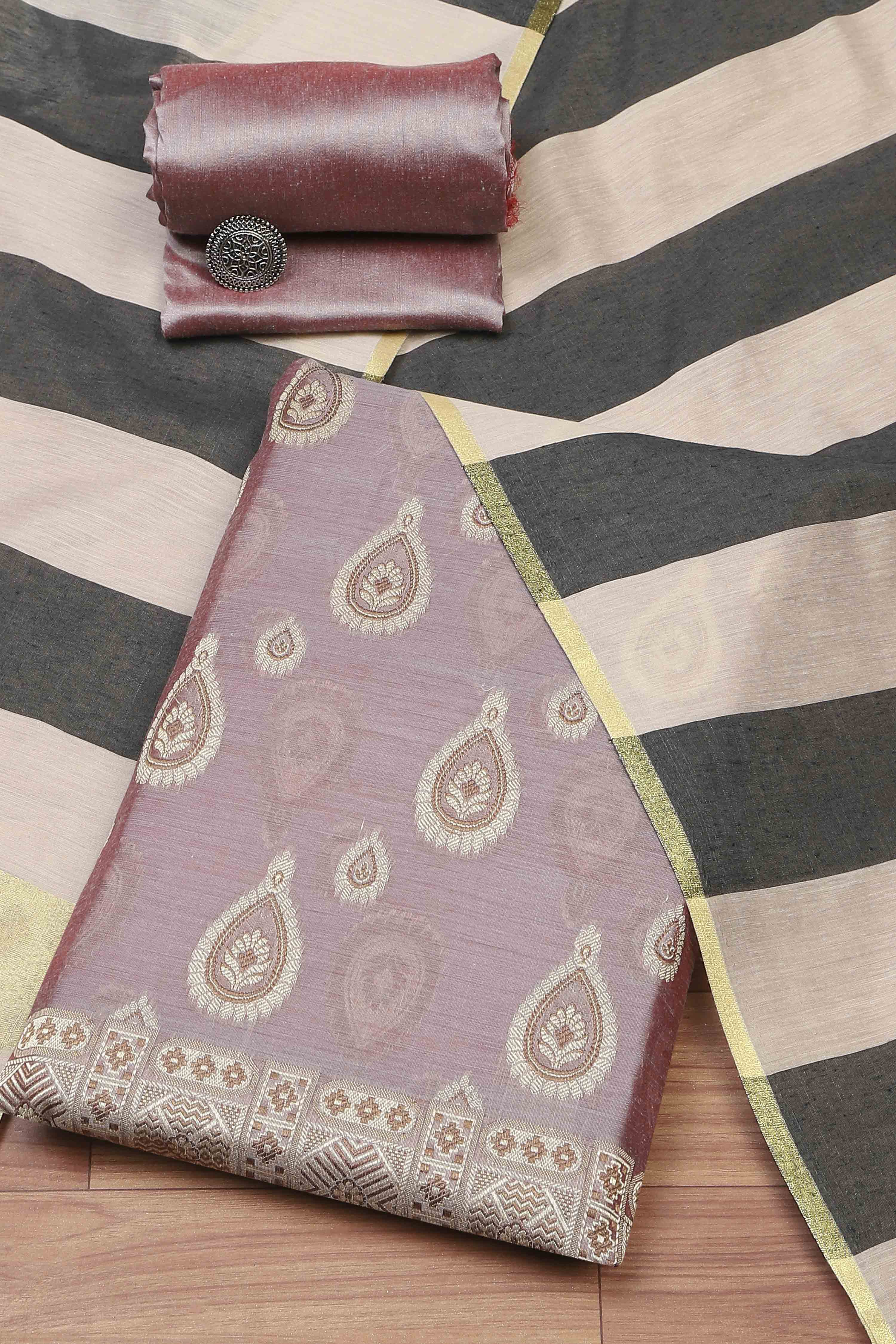 Hot Pink Cotton Printed Embroidered Unstitched Suit Set image number 0