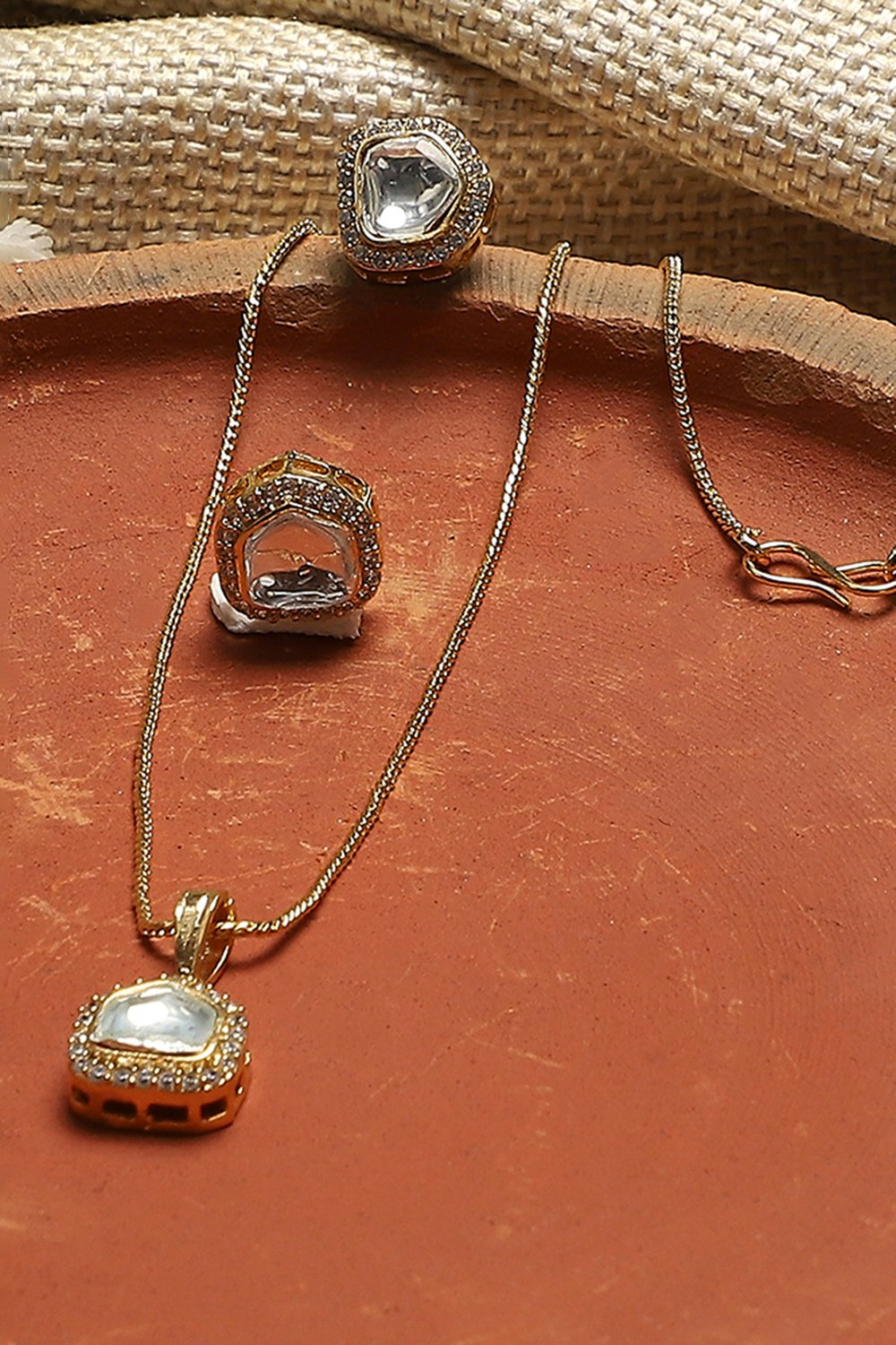 Gold Brass Necklace Set image number 0