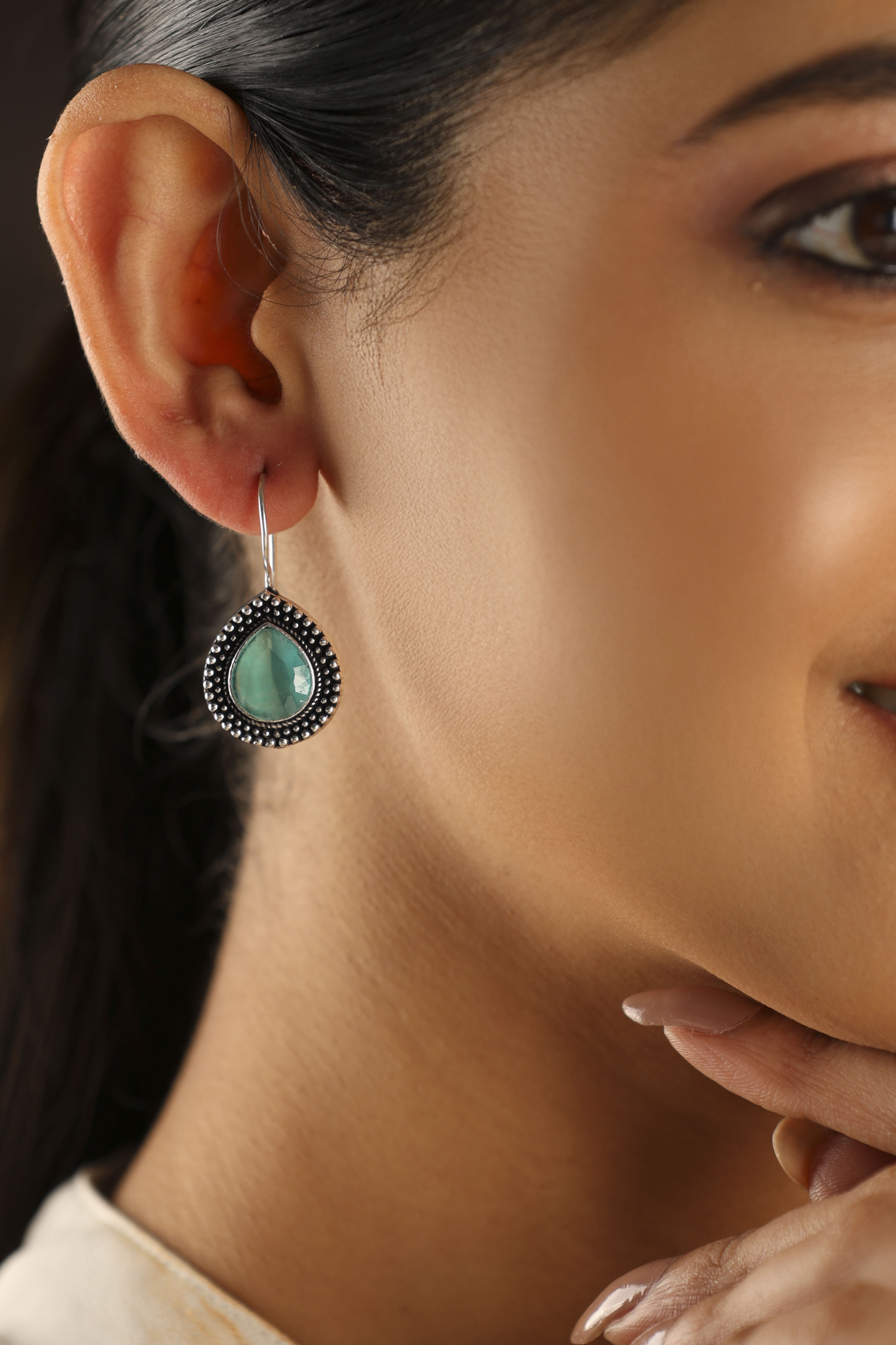 Mint Green Brass Drop & Danglers image number 1
