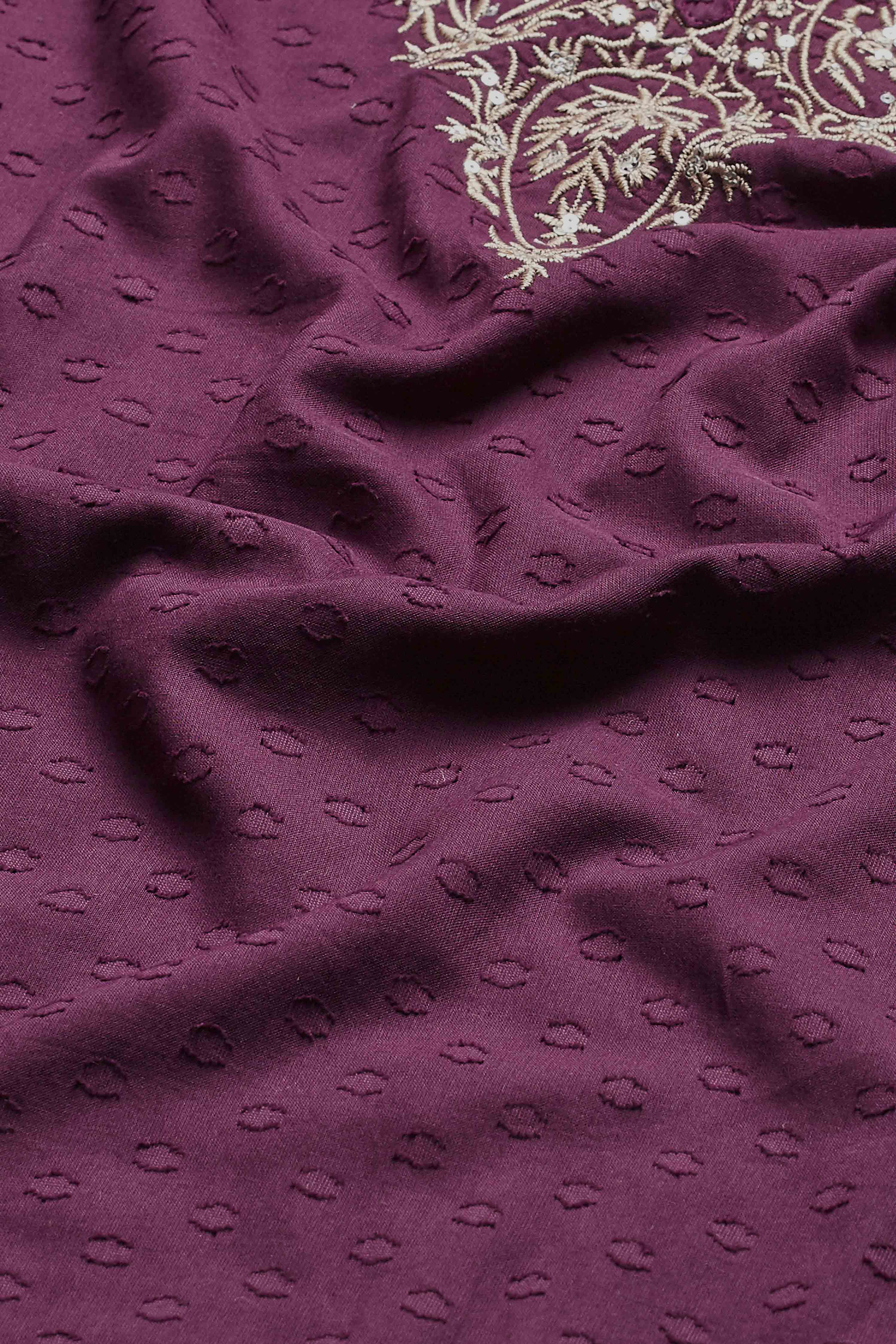 Purple Cotton Straight Suit Set image number 3