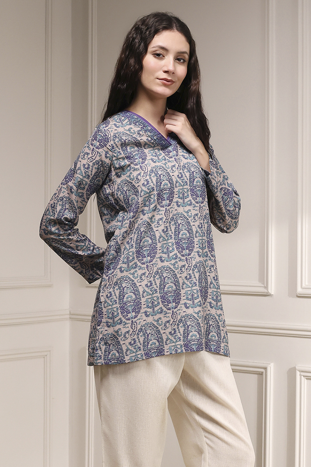 Maroon Black Polyester Straight Printed Kurta image number 4