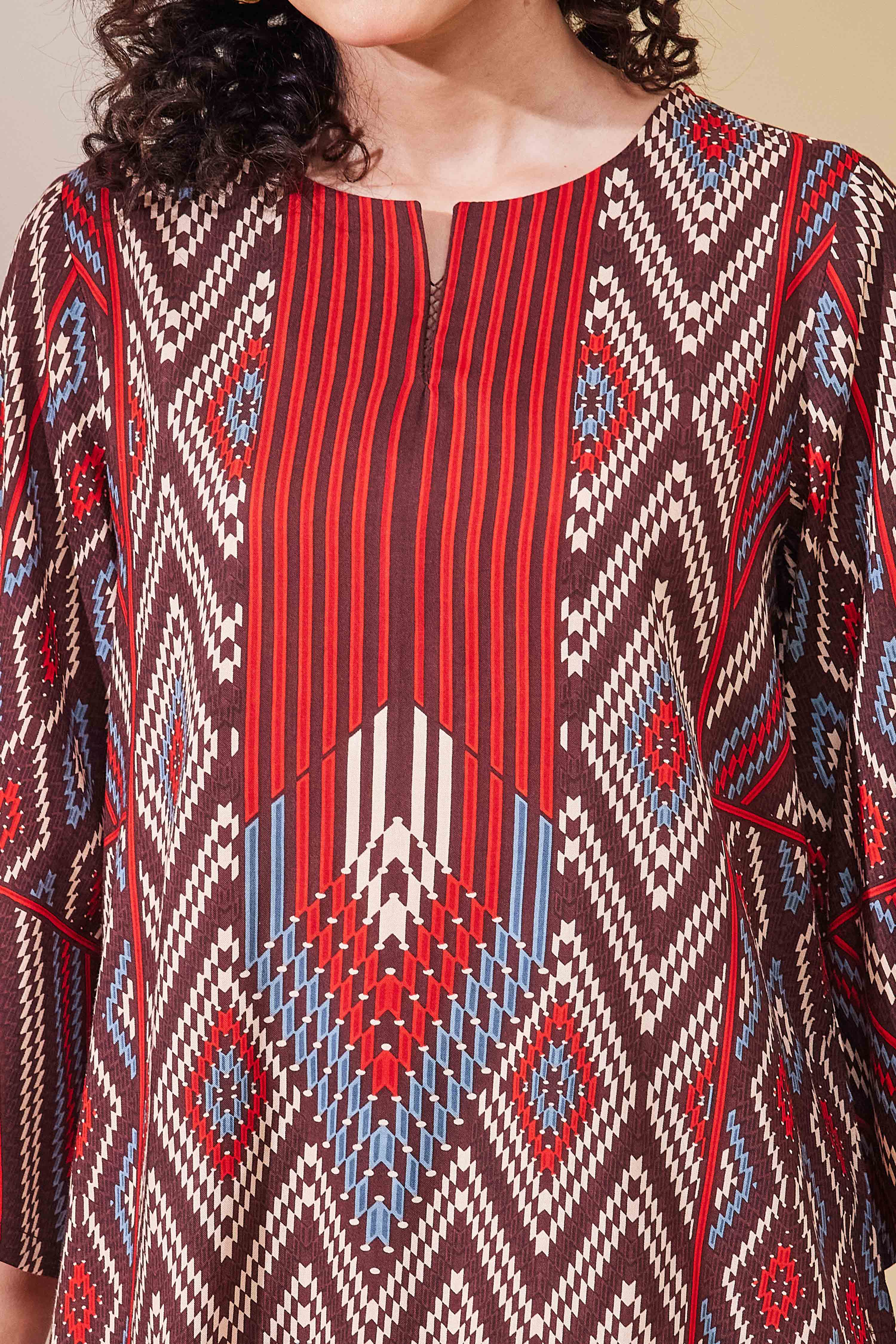 Brown Viscose Rayon Straight Kurta Pants Set image number 1