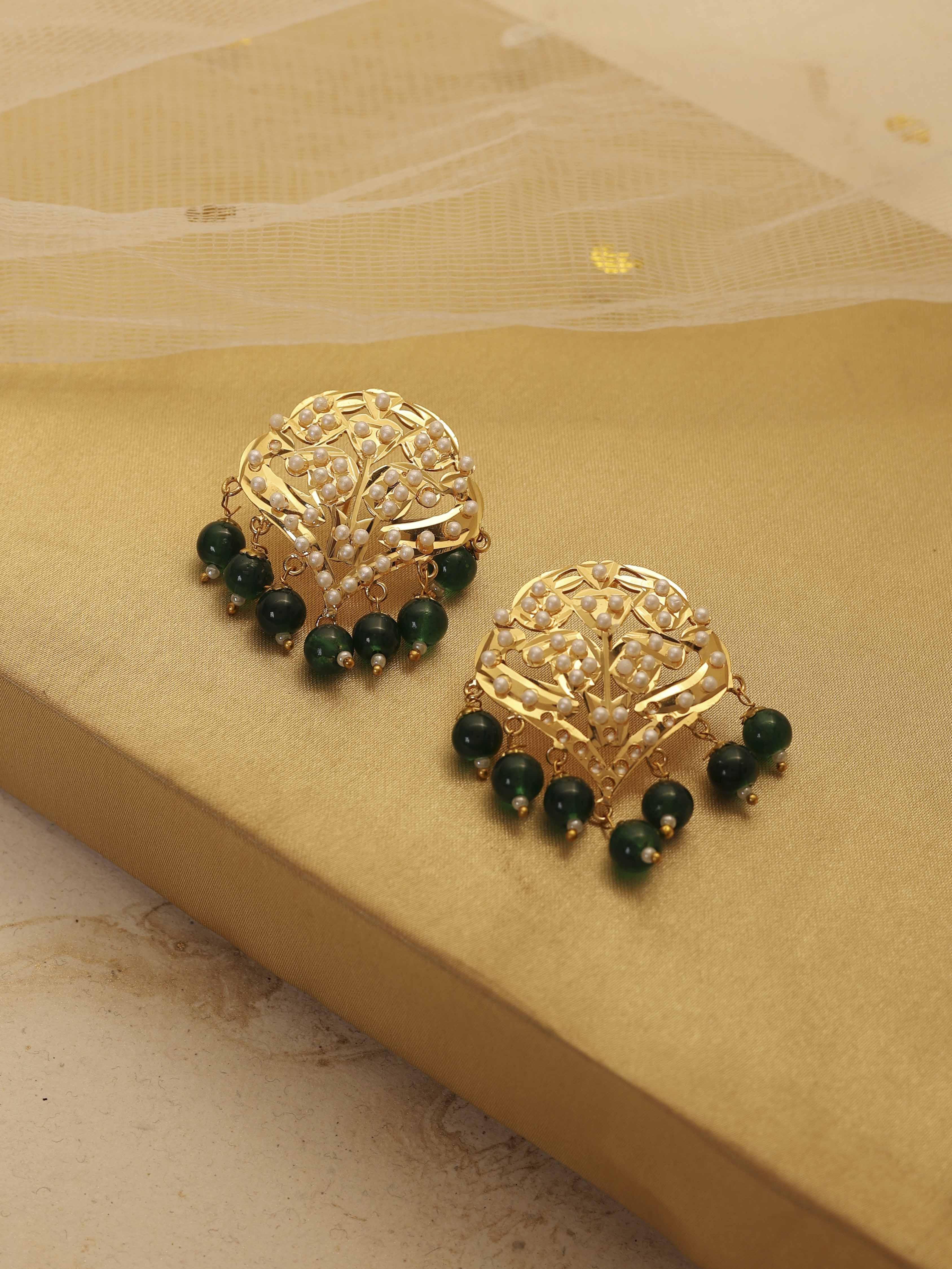 Green Gold Plated Brass Drop & Danglers image number 0
