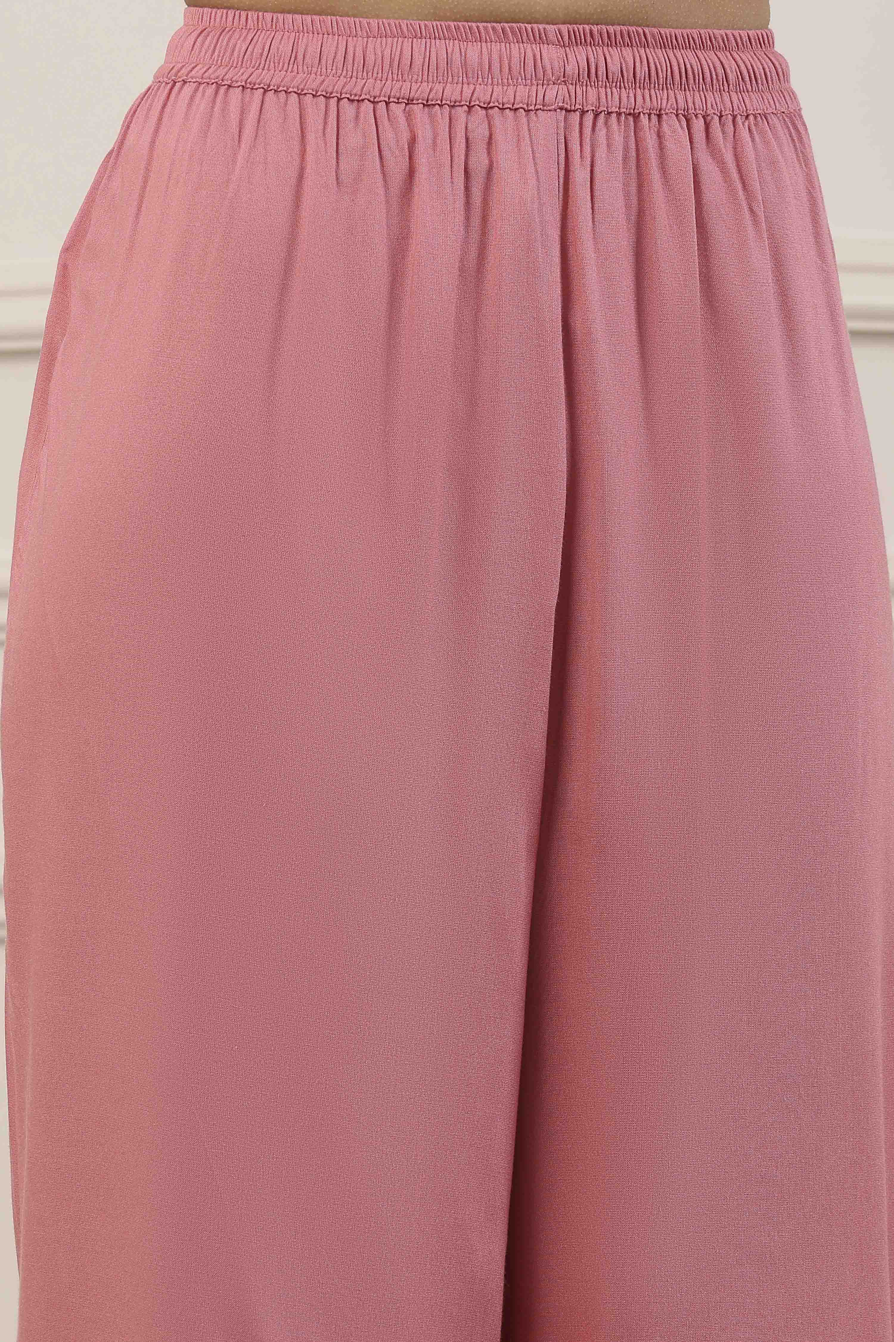 Peach Poly Georgette Straight Suit Set image number 1