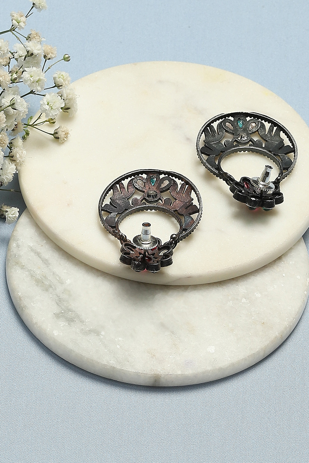 Multicolor Brass earrings image number 2