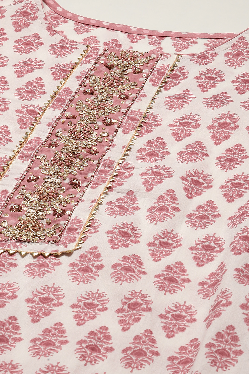 White Cotton Unstitched Suit Set image number 2