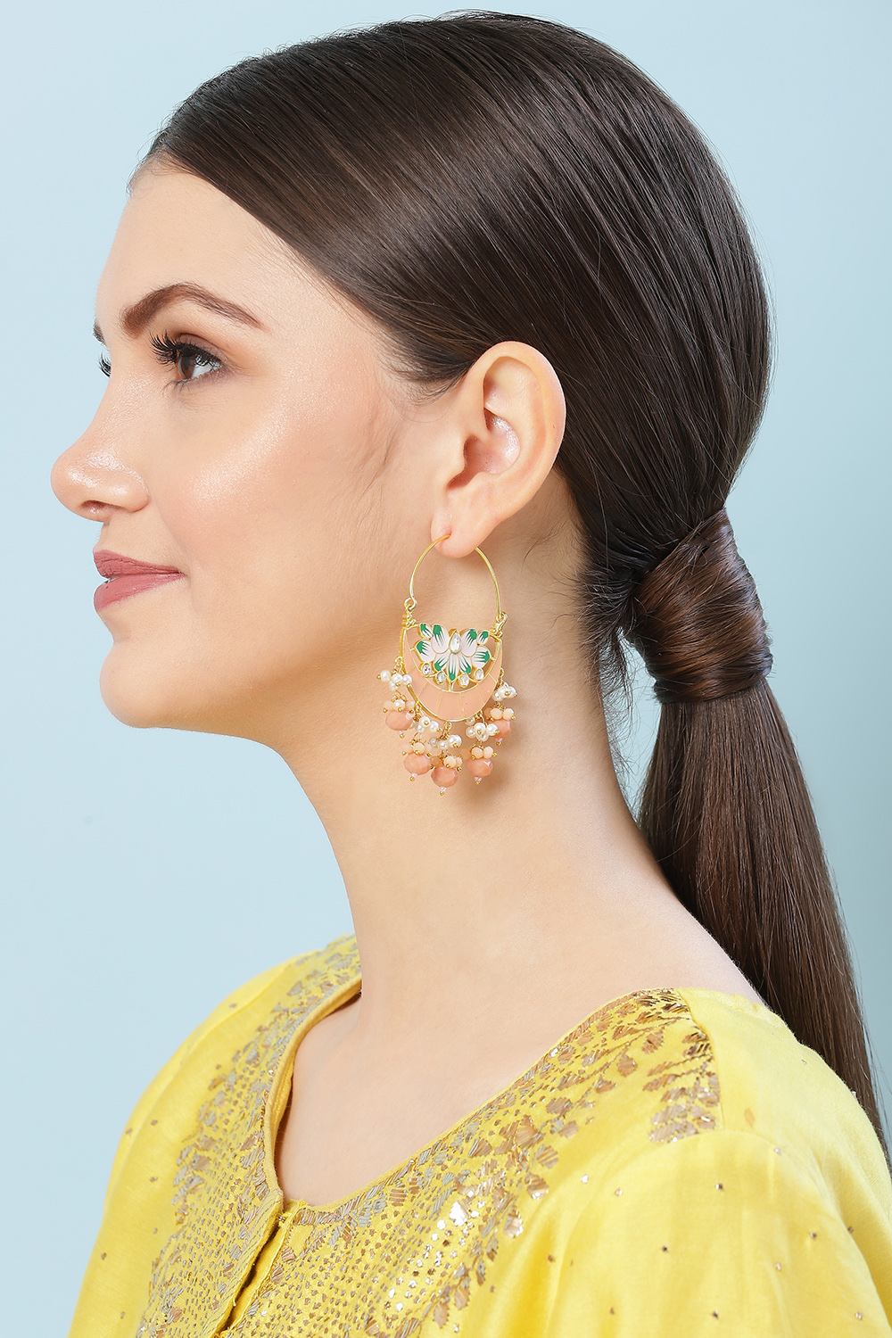 Peach Alloy Earrings image number 3