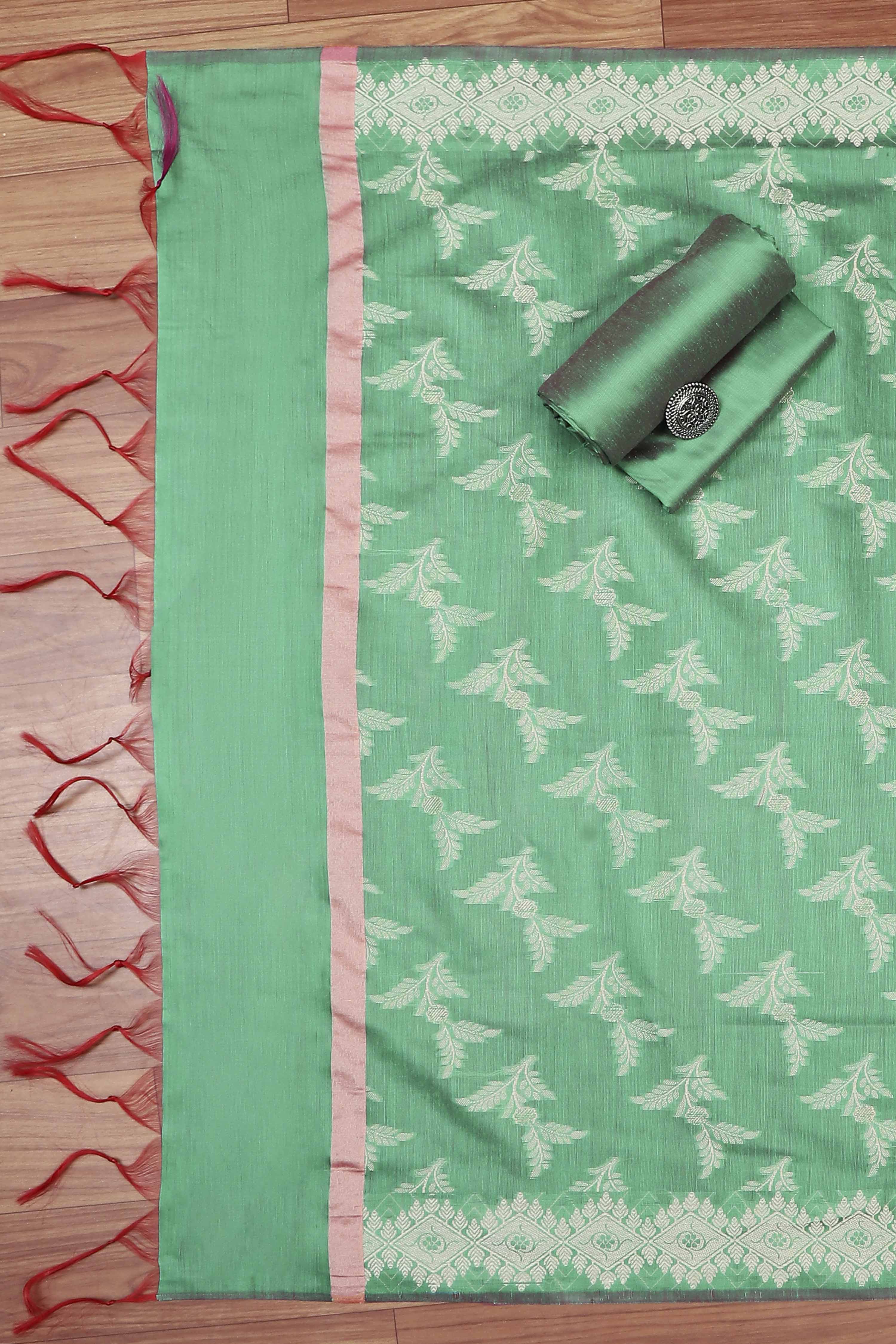 Blue Cotton Printed Embroidered Unstitched Suit Set image number 3