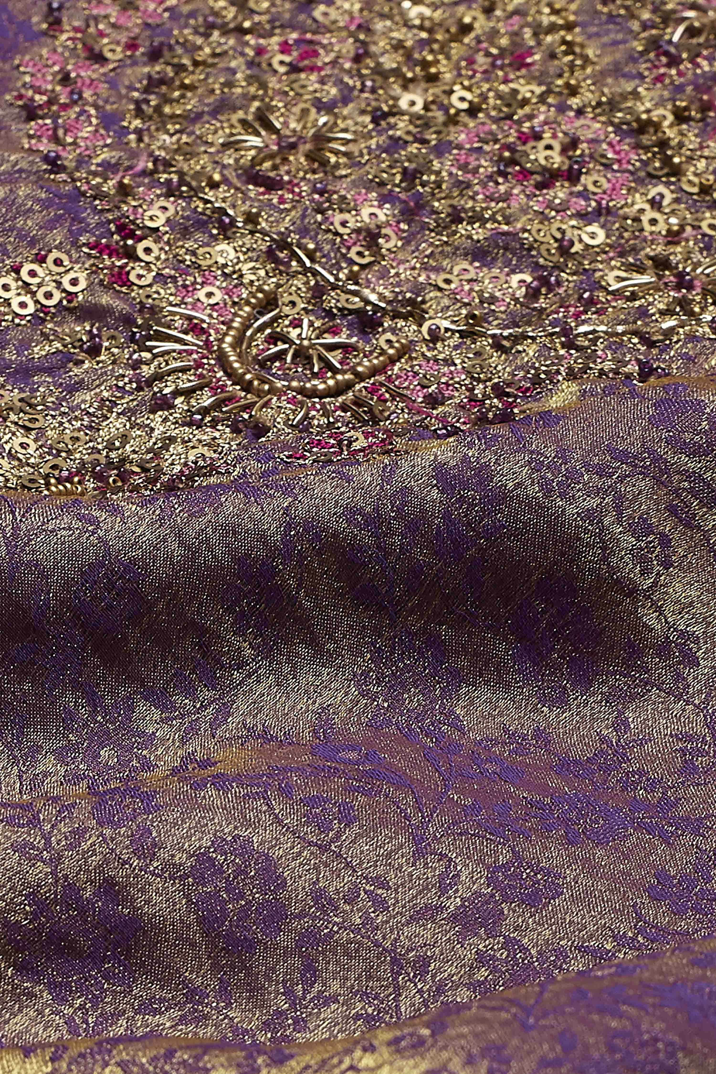 Purple Viscose Blend Straight Fusion Set image number 3