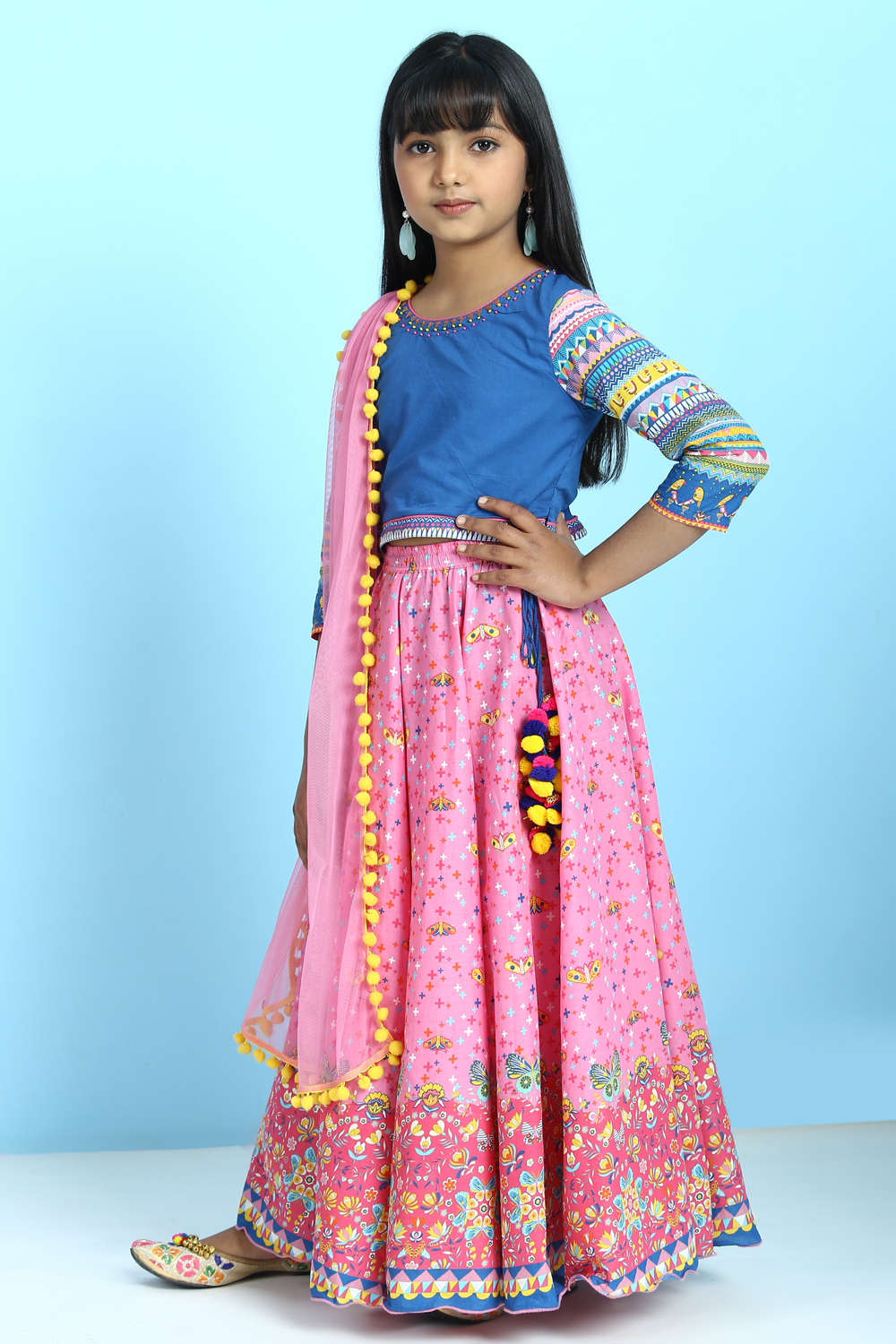 Pink Cotton Lehenga Set image number 3