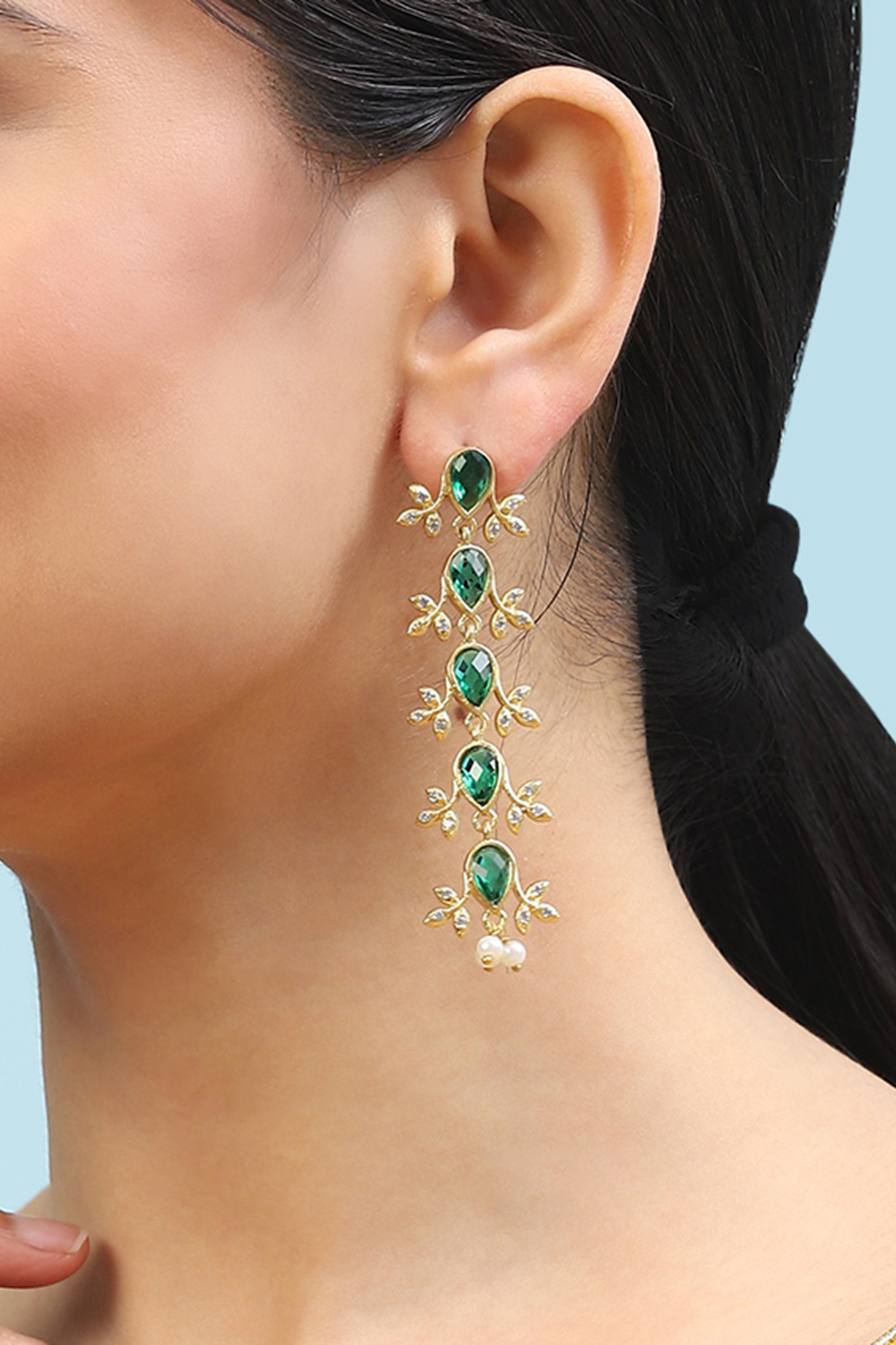Green Brass Earrings image number 1
