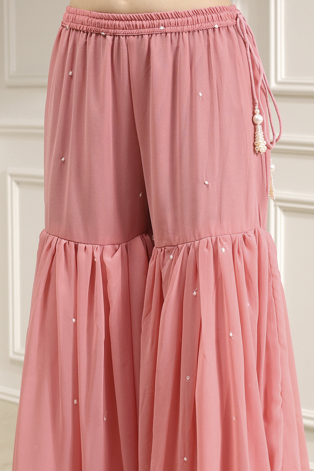Light Pink Cotton Silk Embroidered Straight Suit Set image number 2