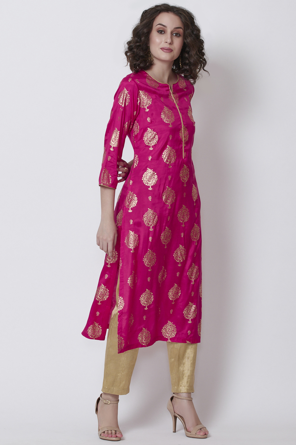 Blue Viscose Straight Printed Kurta image number 3
