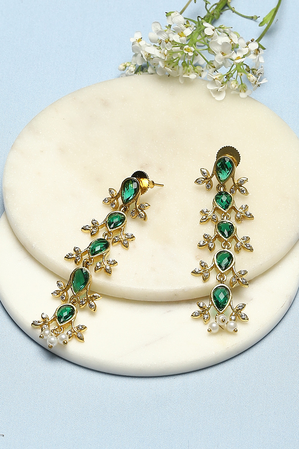 Green Brass Earrings image number 0