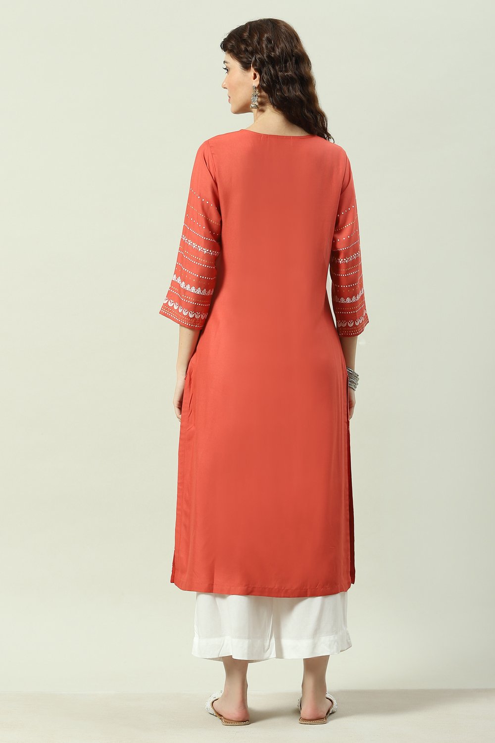 Mustard Printed Rayon Straight Kurta Palazzo Suit Set image number 2