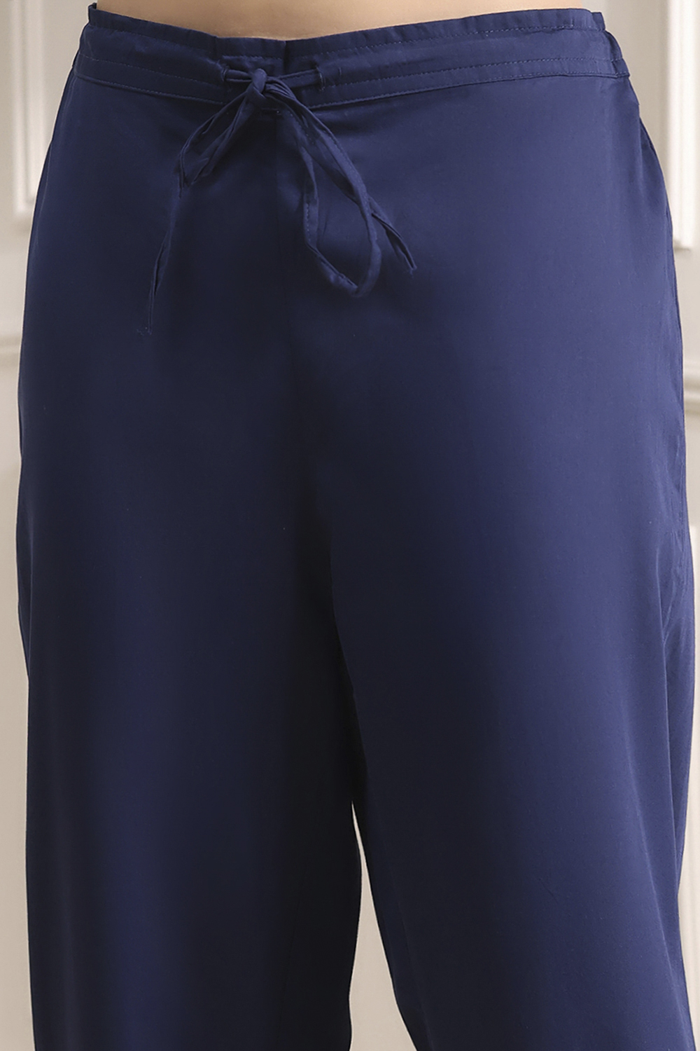 Blue Chanderi Embroidered Straight Suit Set image number 3