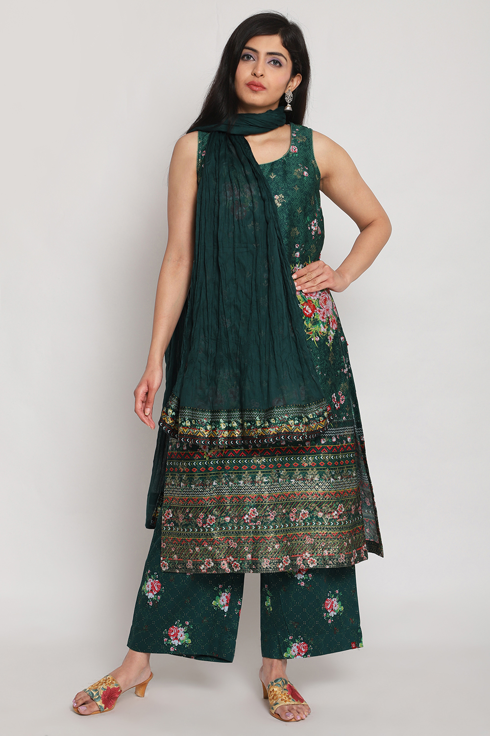 Yellow Cotton Solid Dupatta image number 2