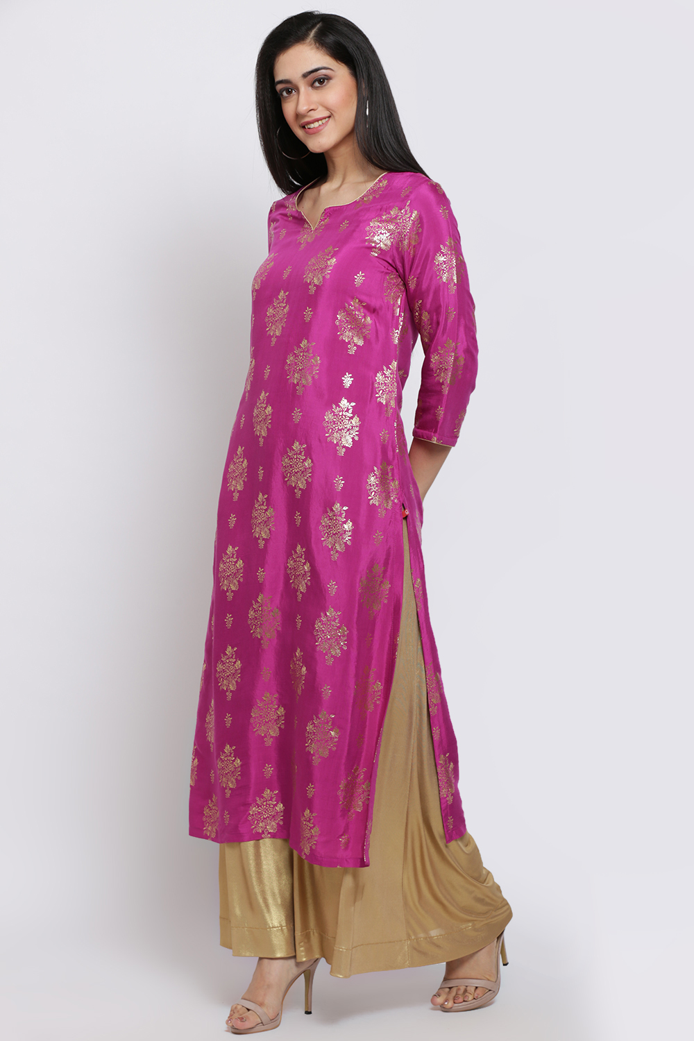 Yellow Viscose Straight Kurta image number 3