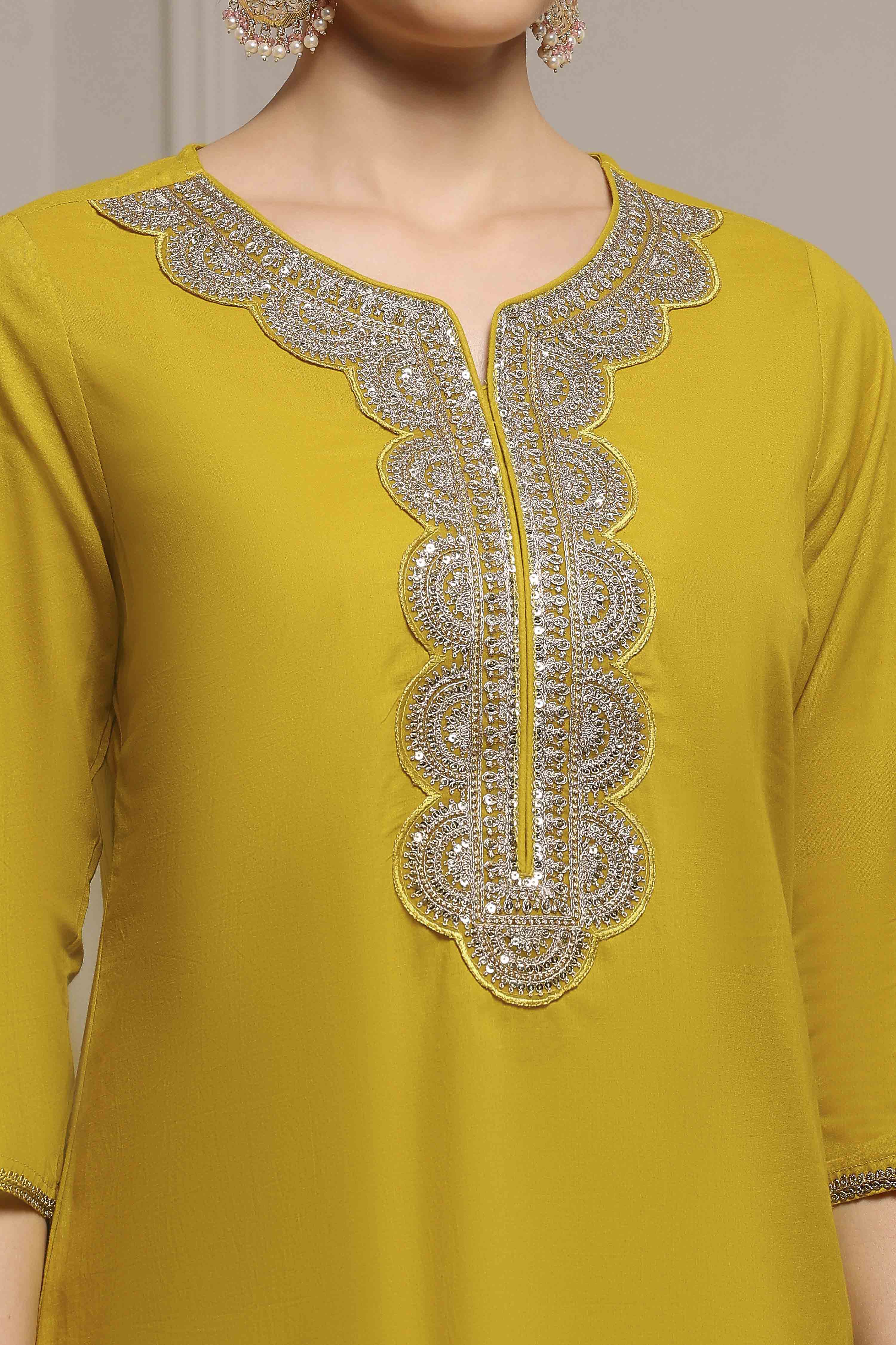 Blue Cotton Solid Straight Suit Set image number 1