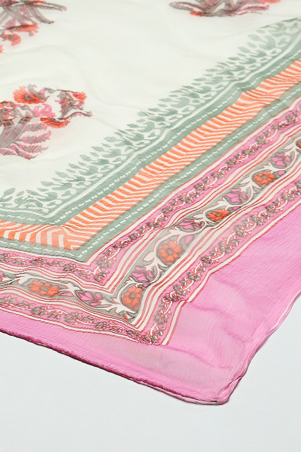 Pink Cotton Handloom Unstitched Suit Set image number 4