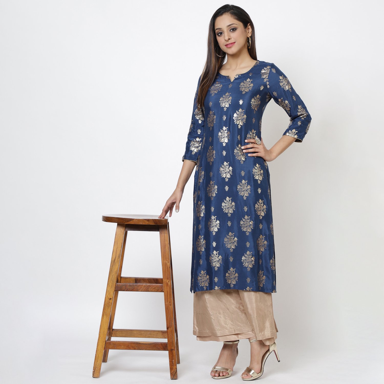 Yellow Viscose Straight Kurta image number 0