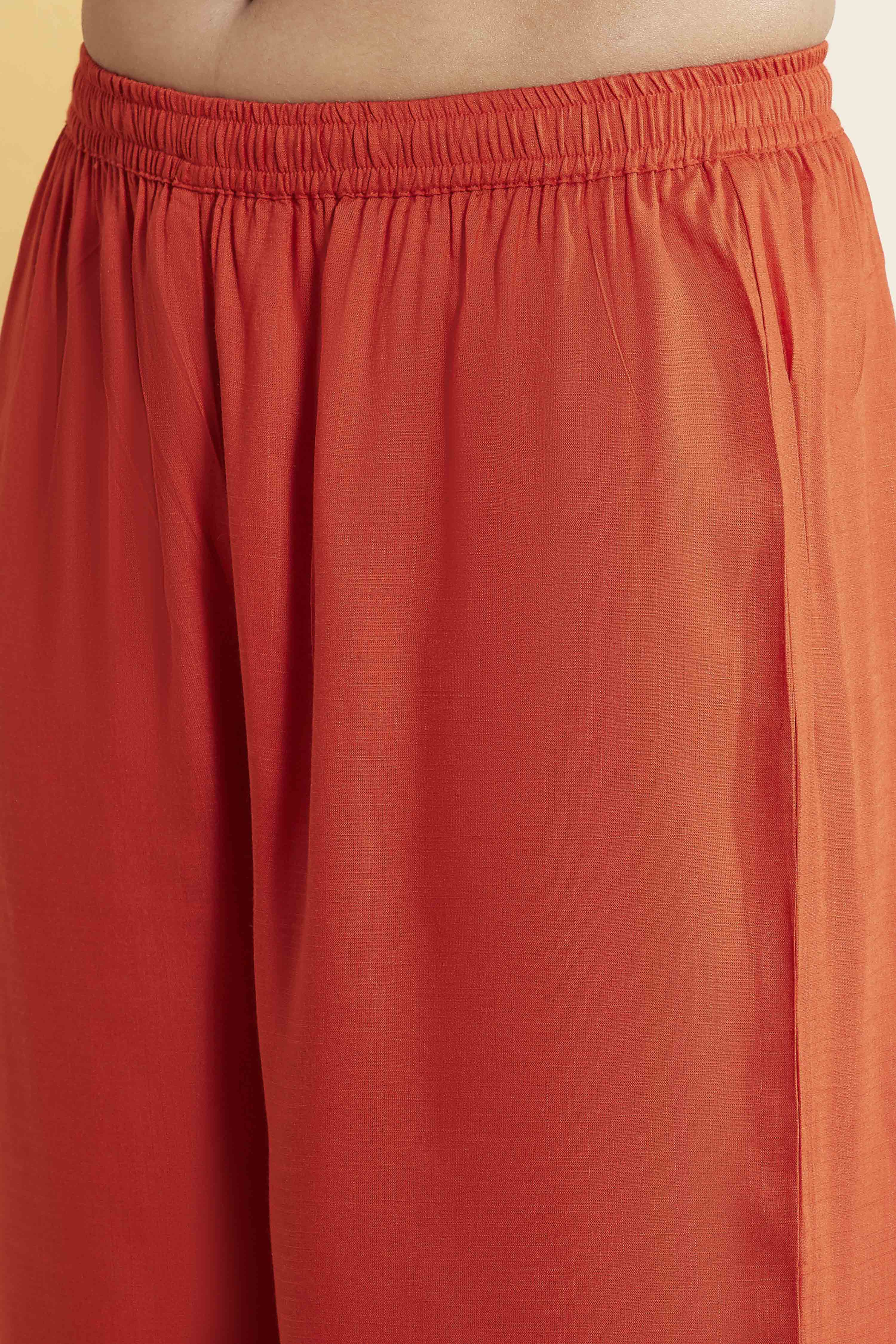Rust Cotton Yoke Design Straight Kurta Set image number 2