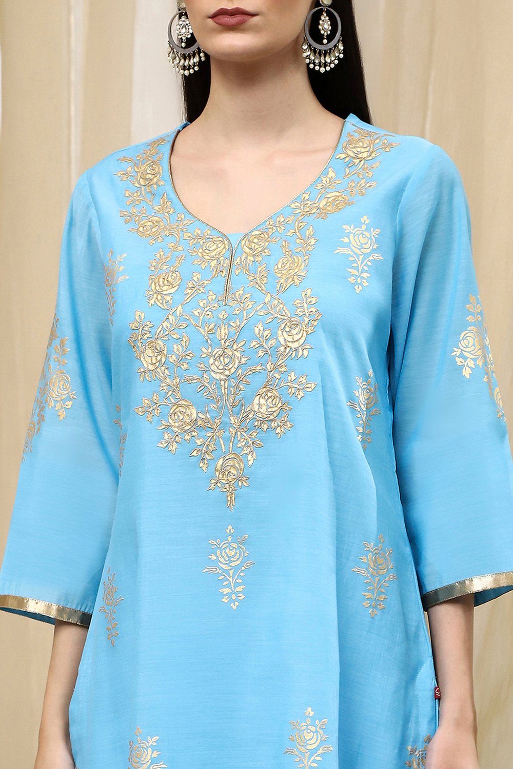 Mehendi Green Poly Chanderi Straight Suit Set image number 1